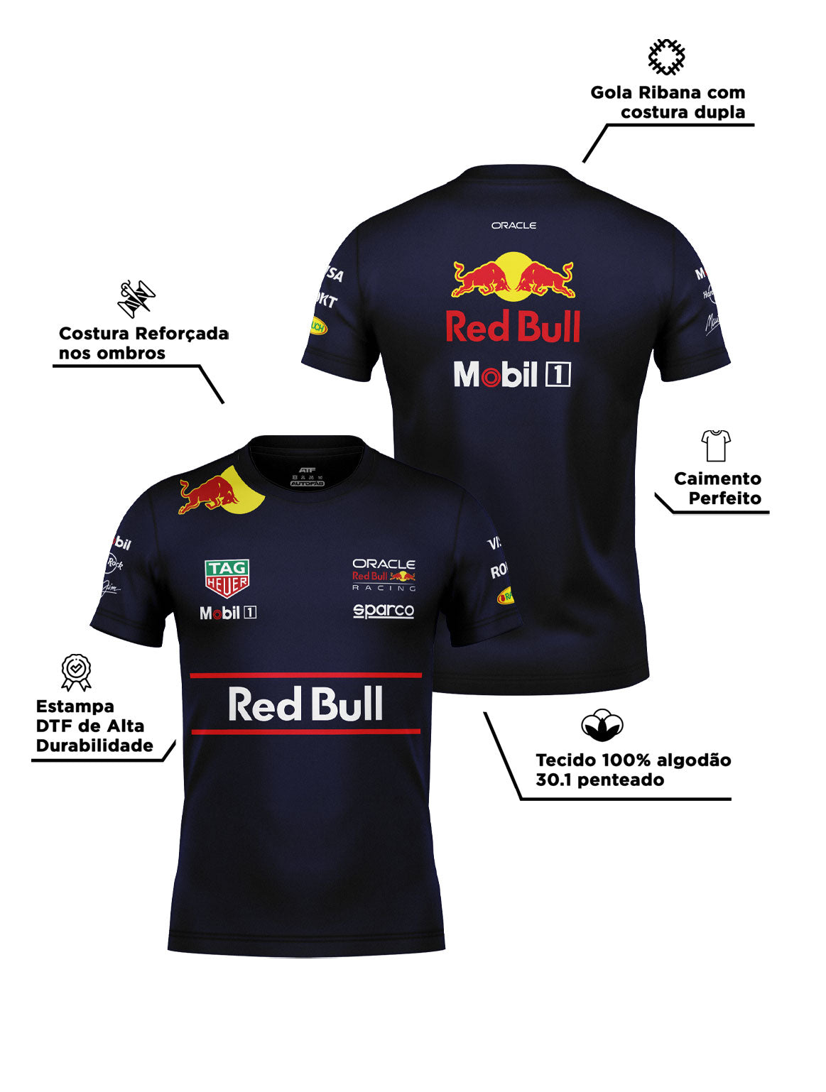 Red Bull Cotton T-Shirt Navy Blue Team 2025