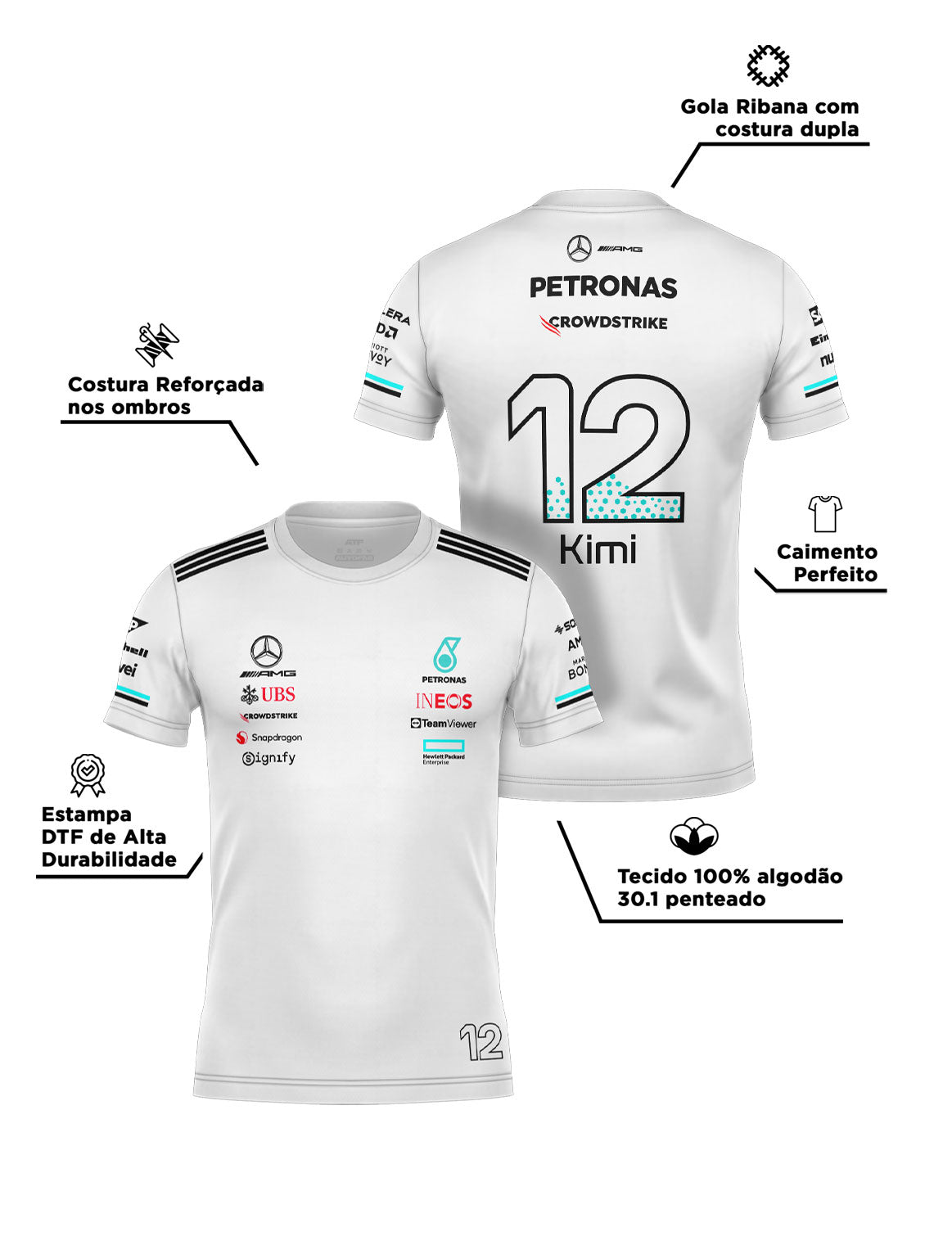 Mercedes Kimi Antonelli Cotton T-Shirt White 2025
