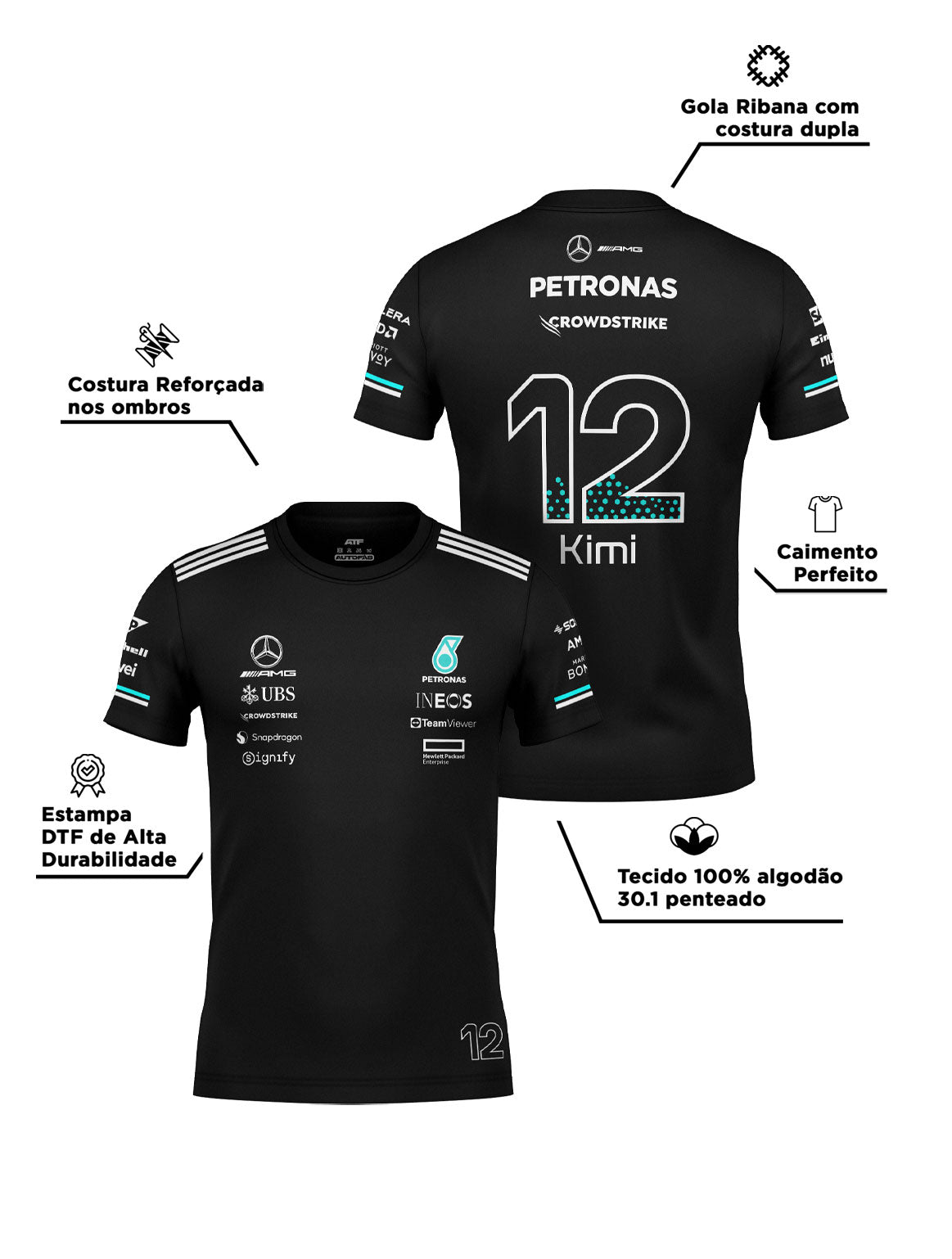 Mercedes Kimi Antonelli Cotton T-Shirt Black 2025