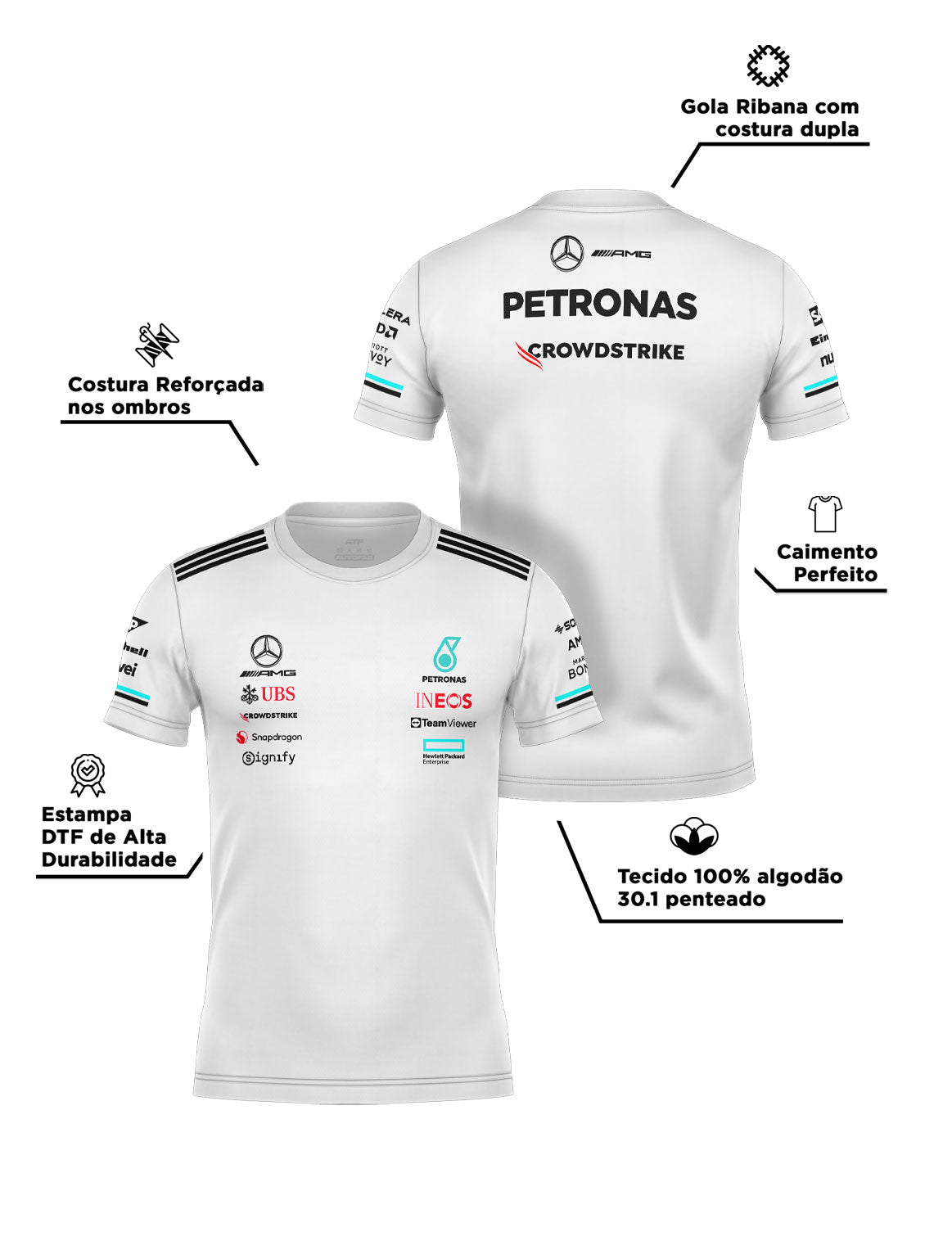 Mercedes Cotton T-Shirt Team White 2025