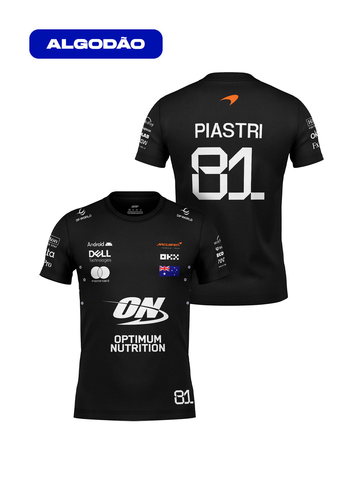 McLaren Oscar Piastri Cotton T-Shirt Black 2025