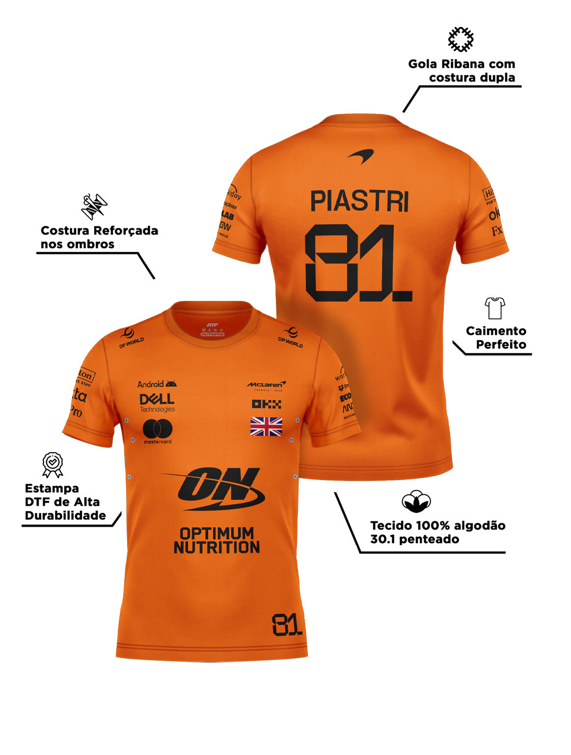McLaren Cotton T-Shirt Oscar Piastri Orange 2025