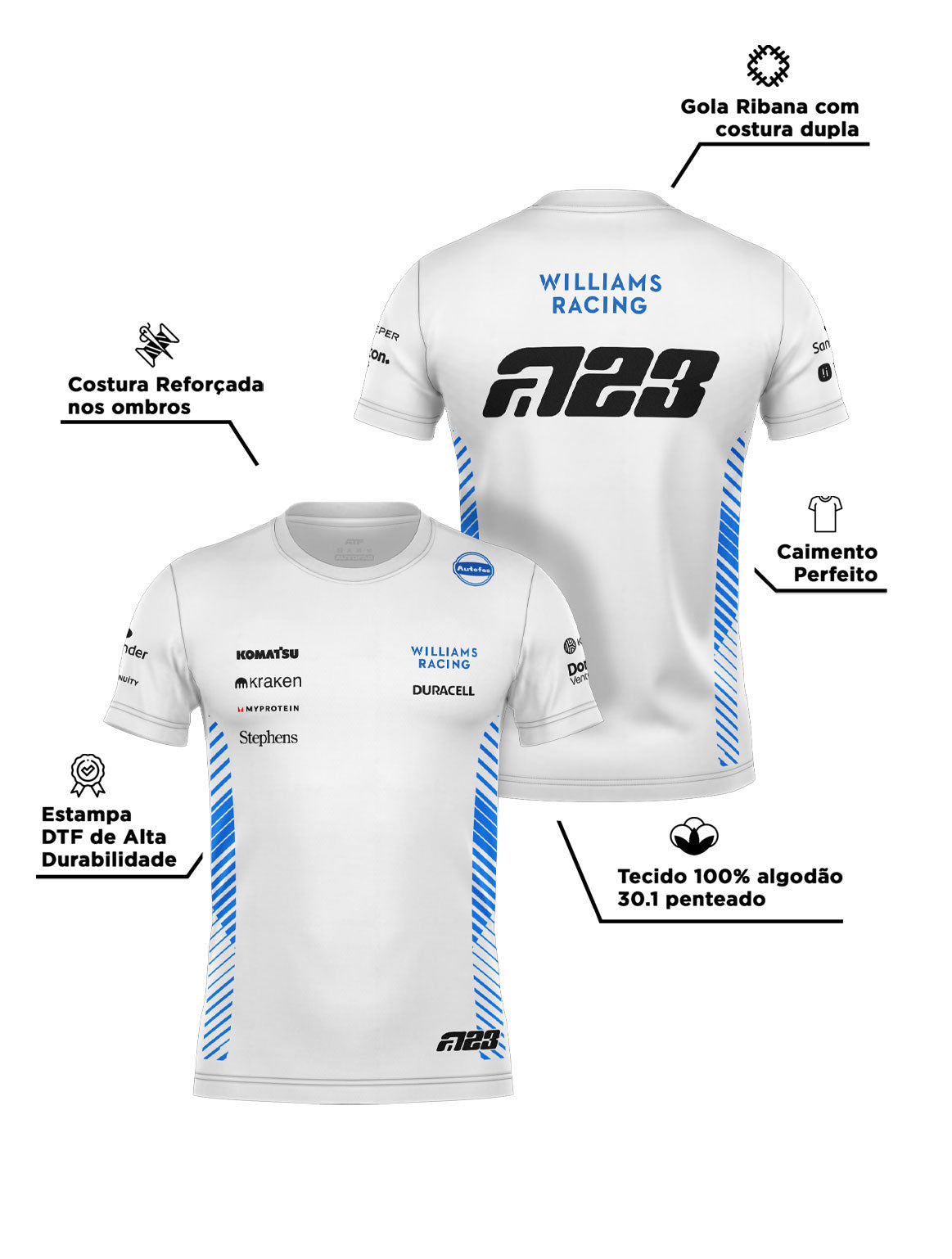 Williams Cotton T-Shirt Alex Albon White 2025