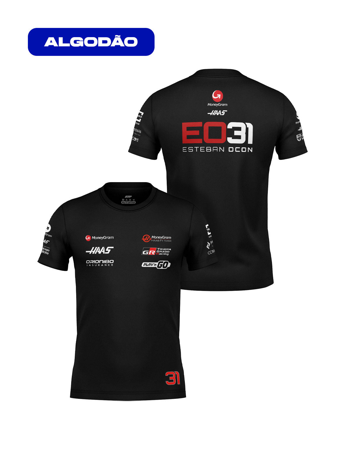 Haas Cotton T-Shirt Esteban Ocon Black 2025