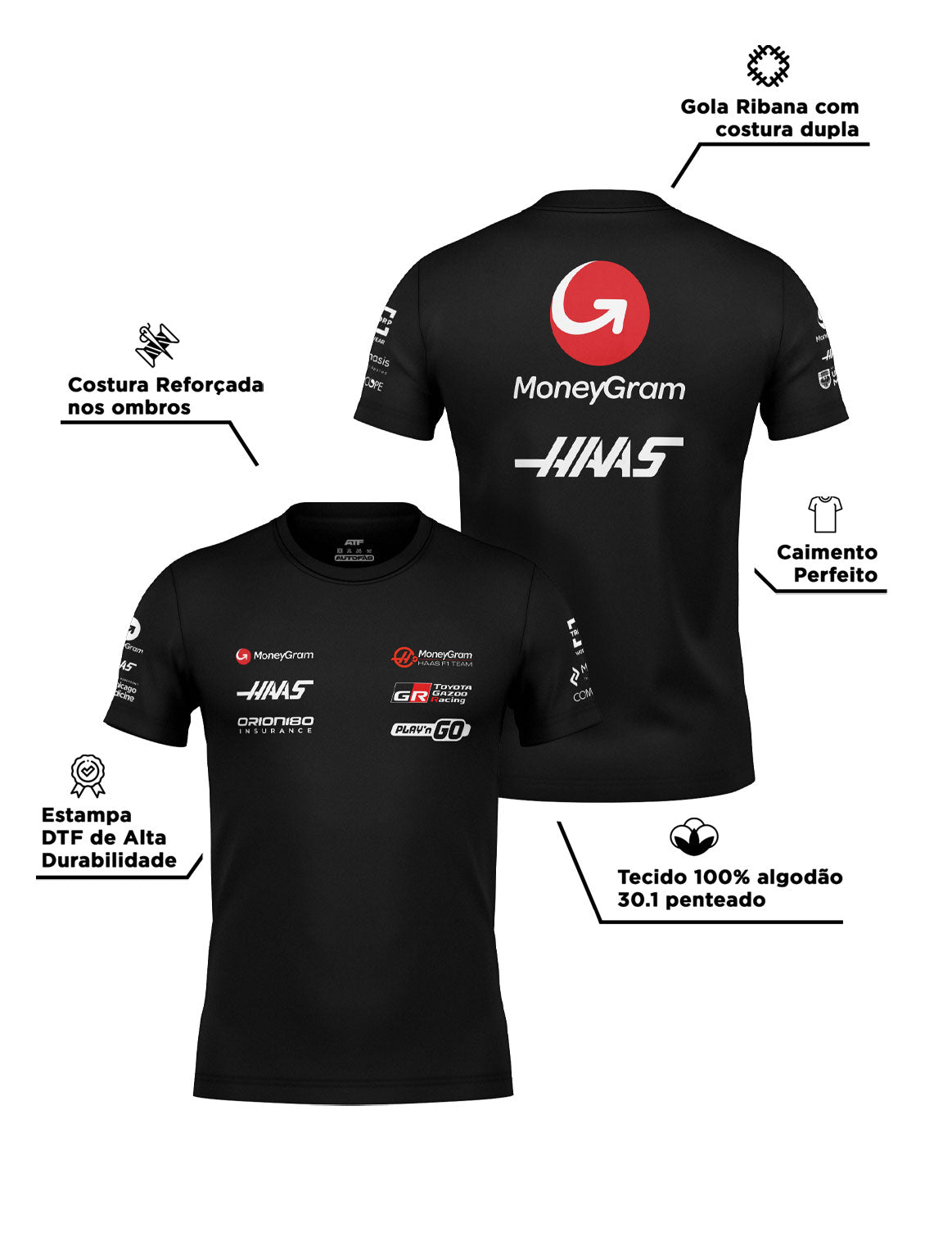 Haas Team Cotton T-Shirt Black 2025