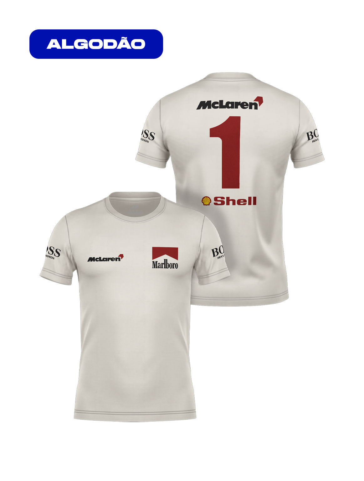 90s Off White Retro Marlboro McLaren Cotton T-Shirt
