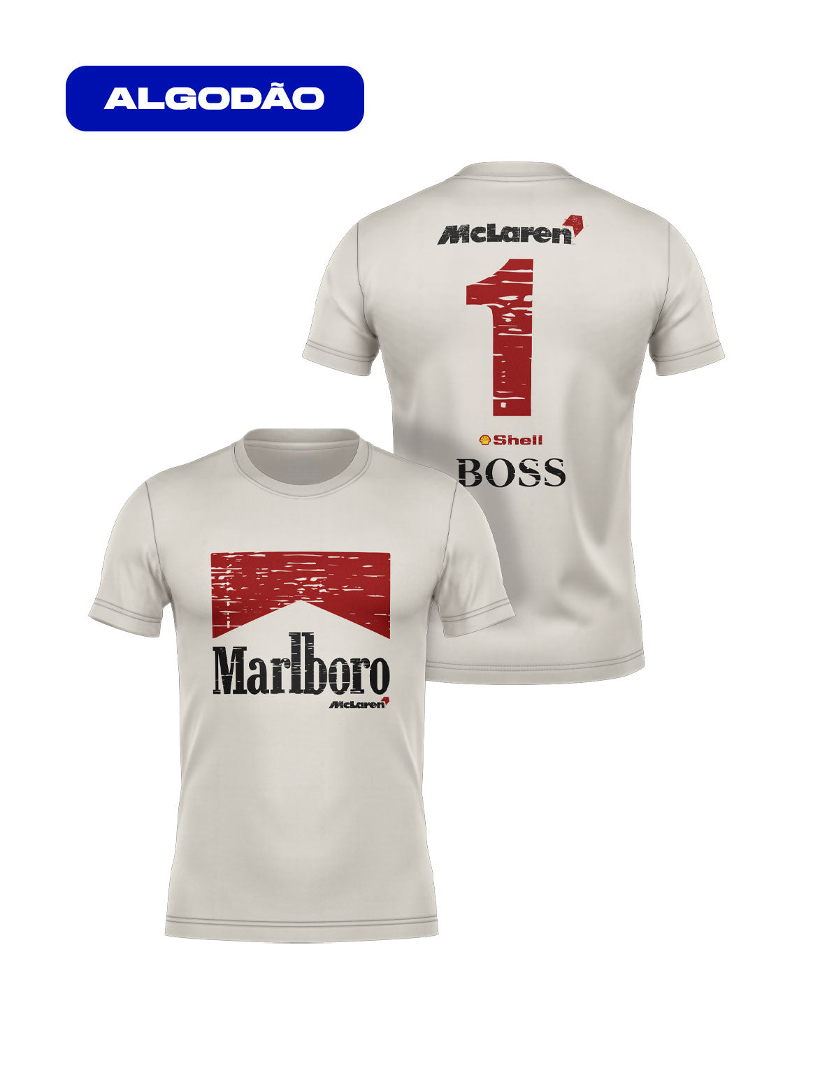 McLaren Marlboro Vintage 90s Cotton T-Shirt Off White