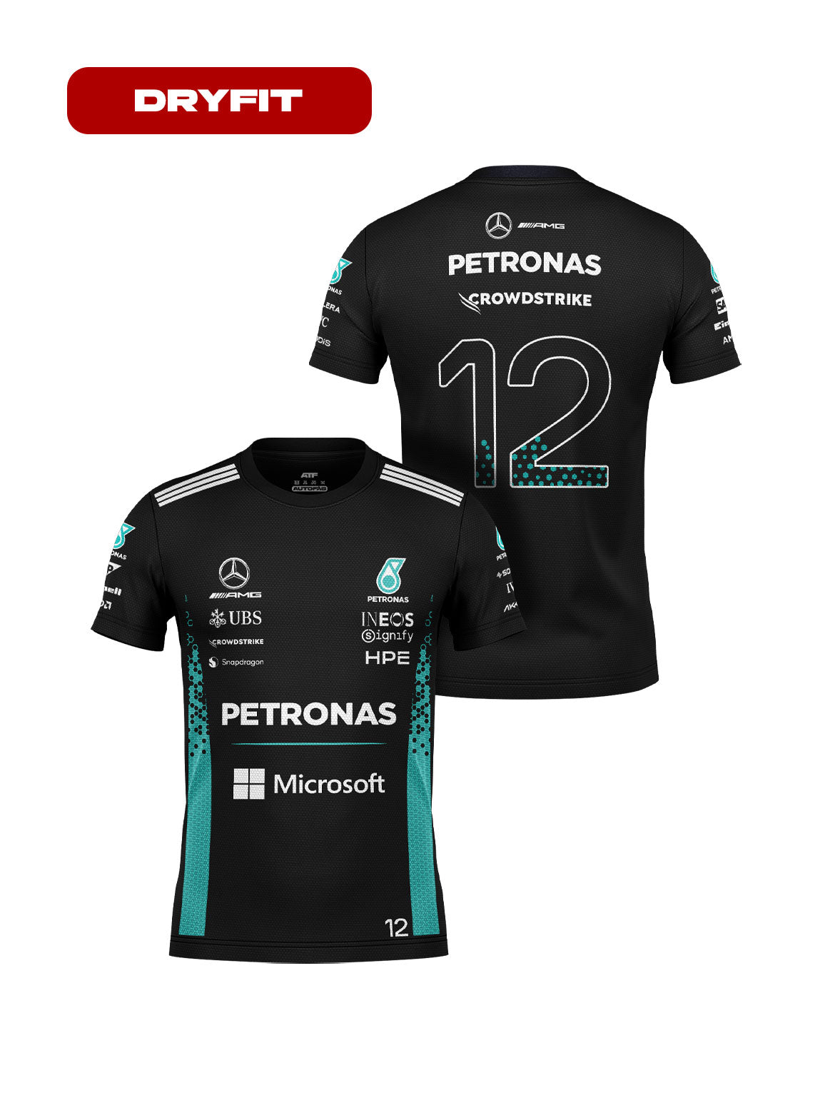 Kimi Antonelli Mercedes F1 2026 Black Dryfit T-Shirt