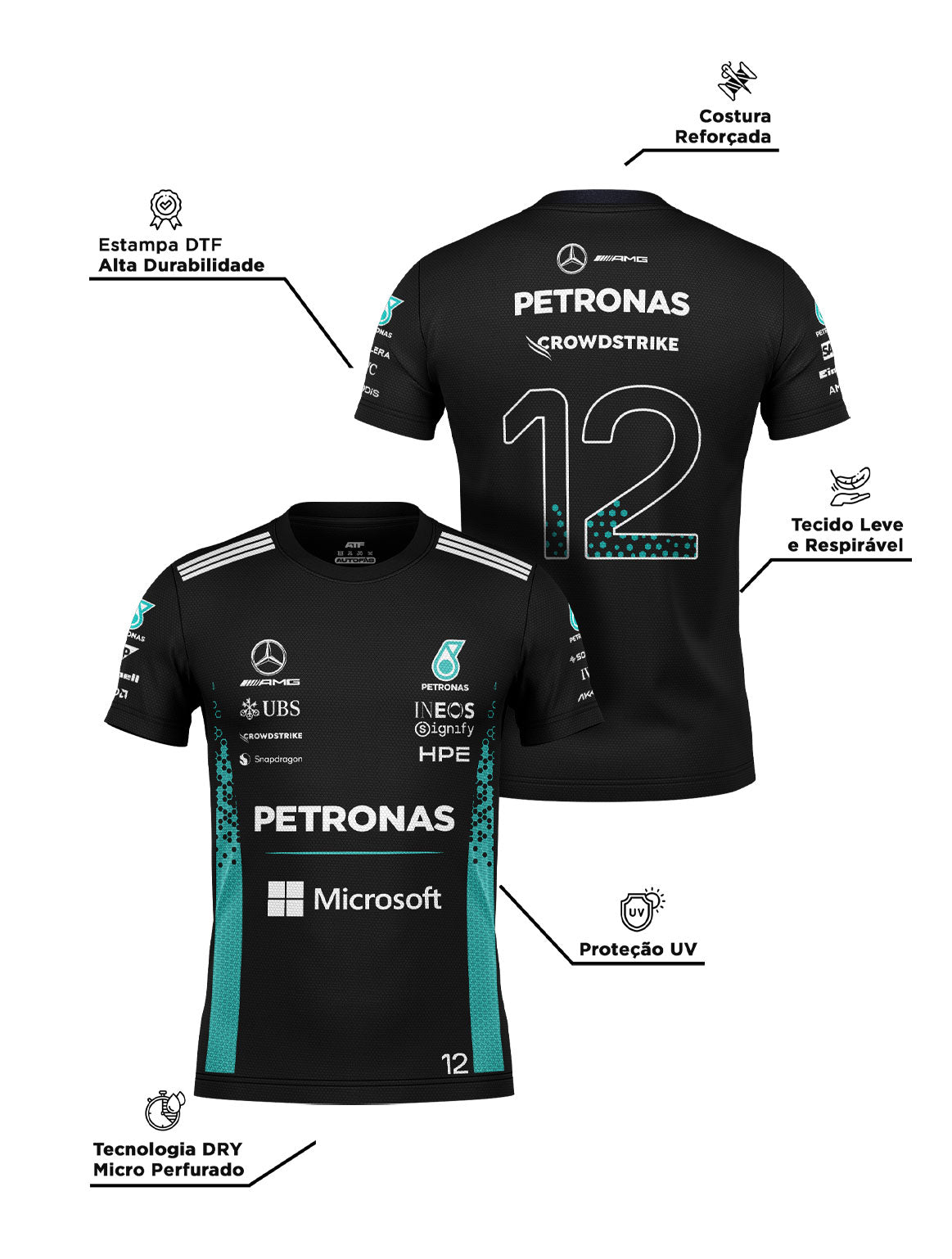 Kimi Antonelli Mercedes F1 2026 Black Dryfit T-Shirt