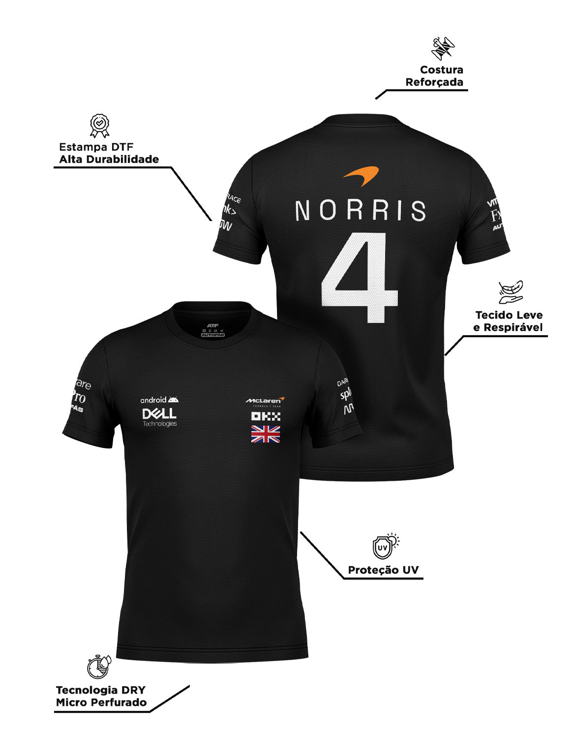 Lando Norris Mclaren 2024 Black DryFit T-Shirt