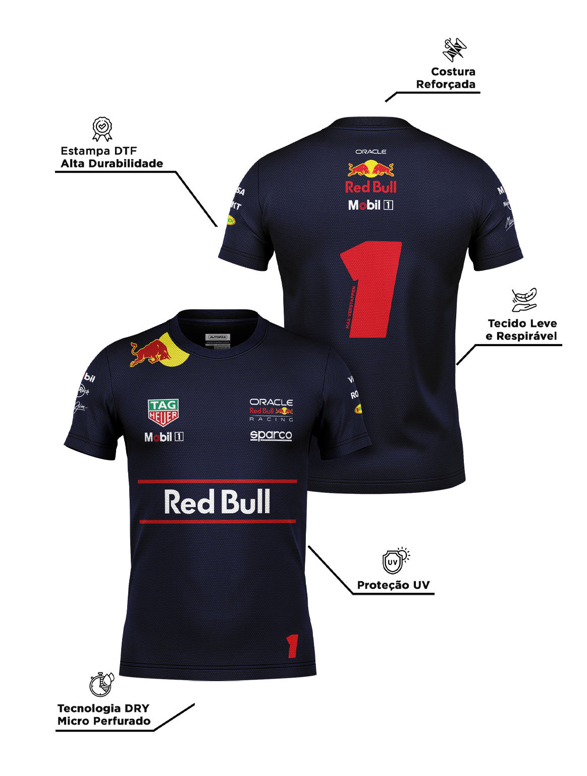 Dryfit T-shirt Red Bull Max Verstappen Navy Blue 2025