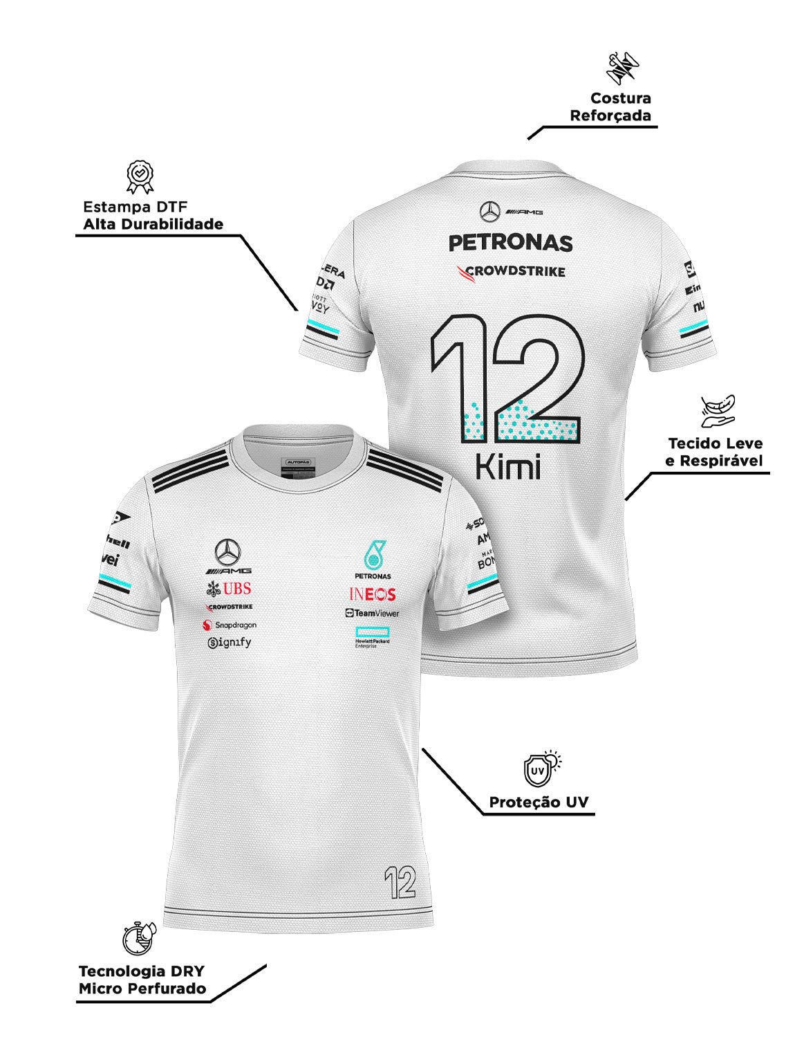 Mercedes Kimi Antonelli Dryfit T-Shirt White 2025