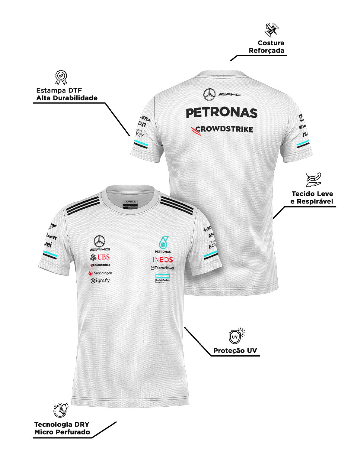Mercedes Team Dryfit T-Shirt White 2025