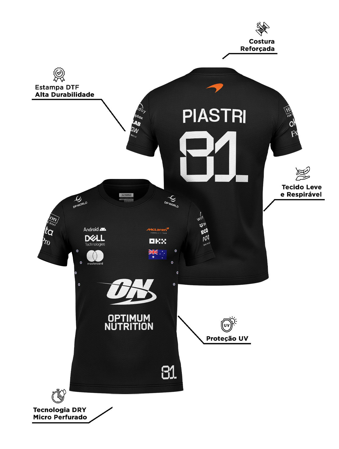 Mclaren Oscar Piastri Dryfit T-Shirt Black 2025