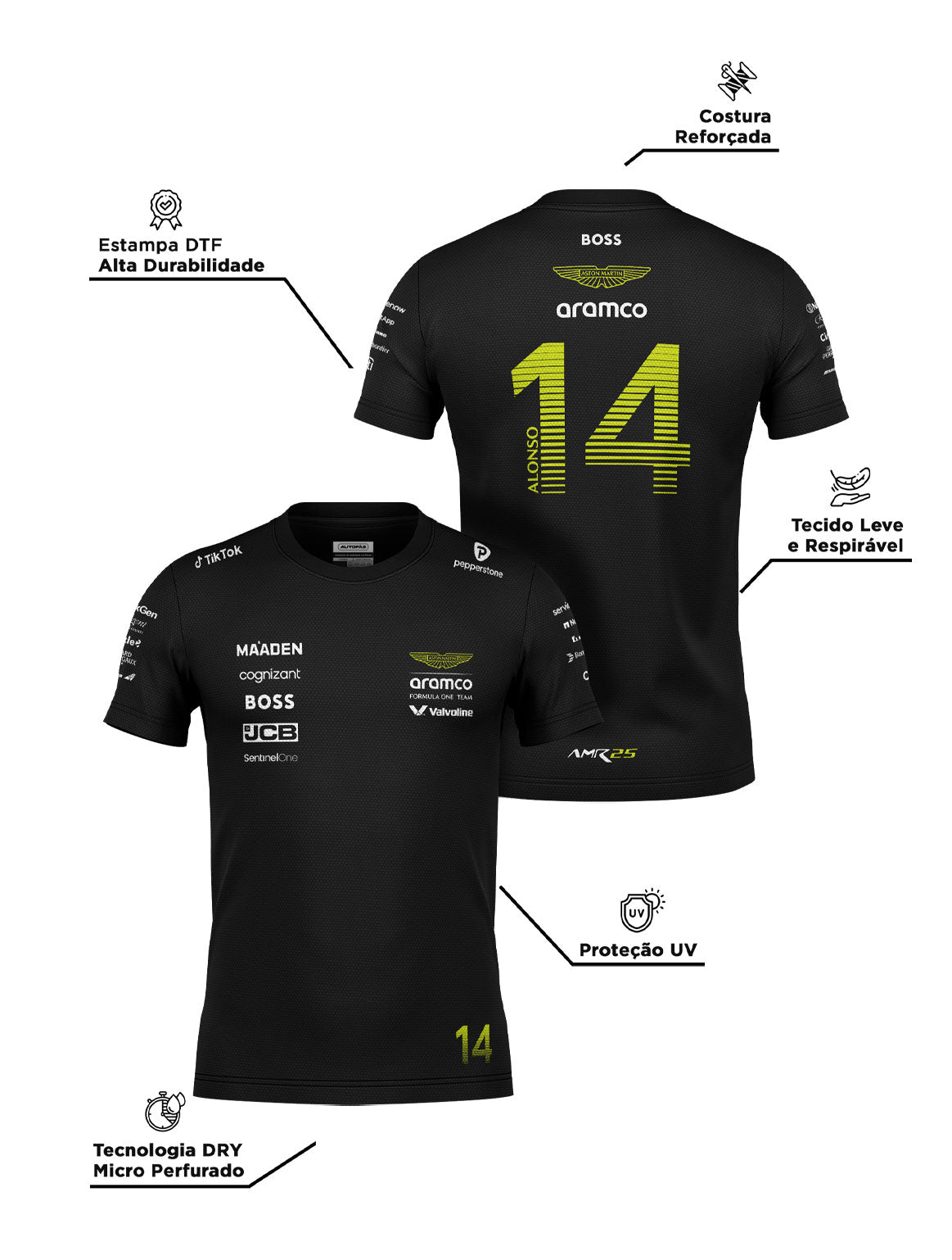Aston Martin Fernando Alonso Dryfit T-Shirt Black 2025