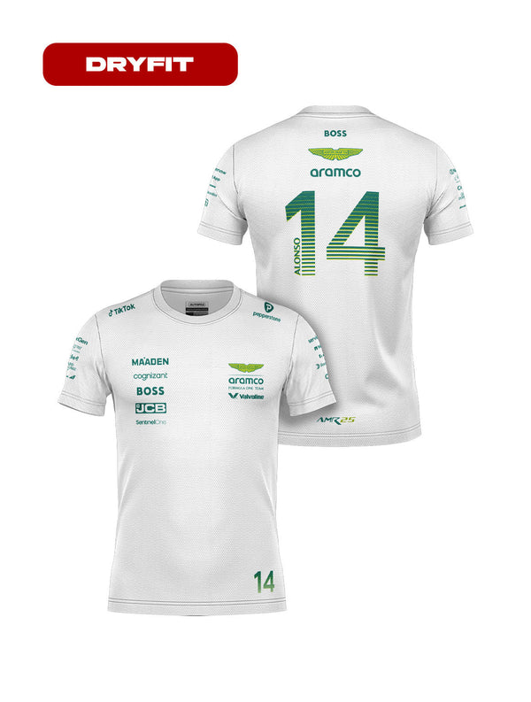 Aston Martin Fernando Alonso Dryfit T-Shirt White 2025