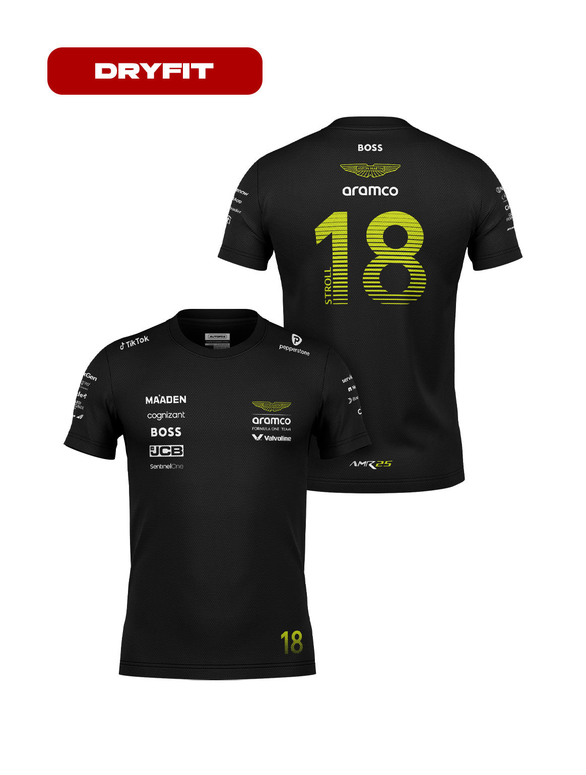 Aston Martin Lance Stroll Dryfit T-Shirt Black 2025