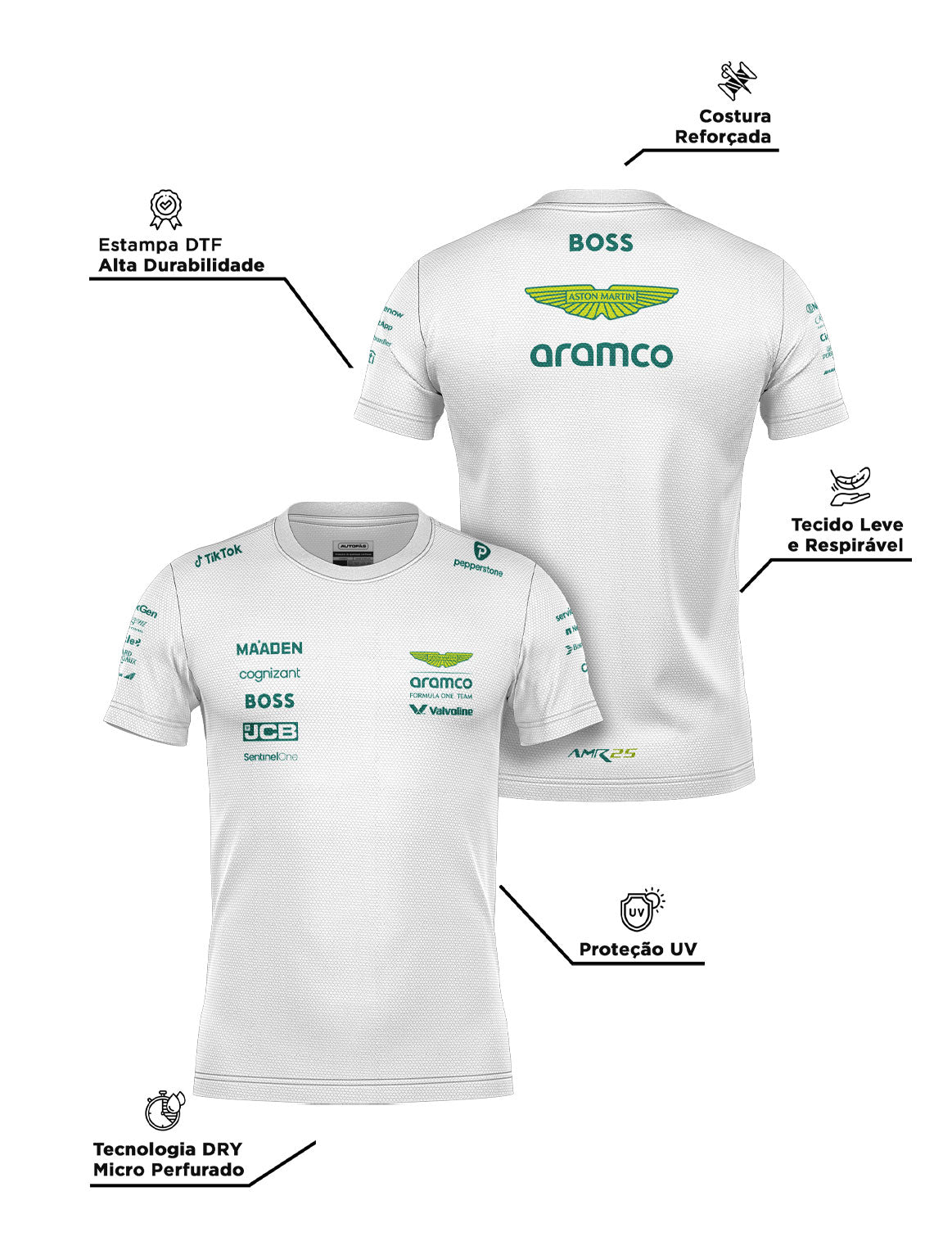 Aston Martin Team Dryfit T-Shirt White 2025