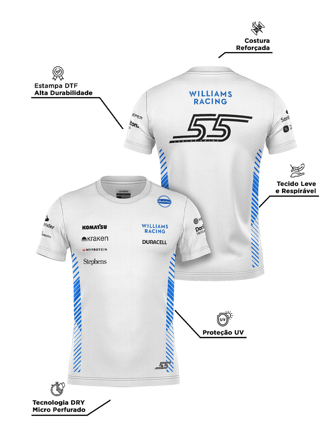 Williams Carlos Sainz Dryfit T-Shirt White 2025