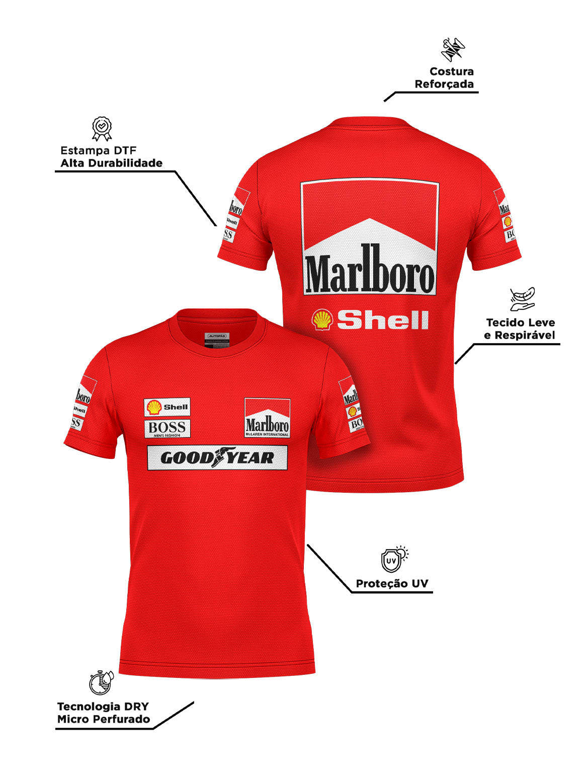 McLaren Marlboro Retro Red Dryfit T-Shirt