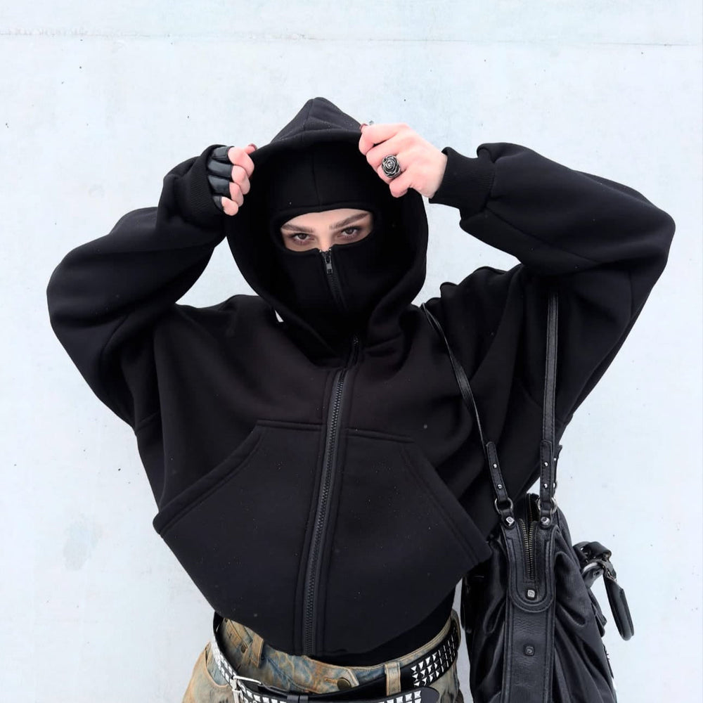 Balaclava Hoodie worn on the street