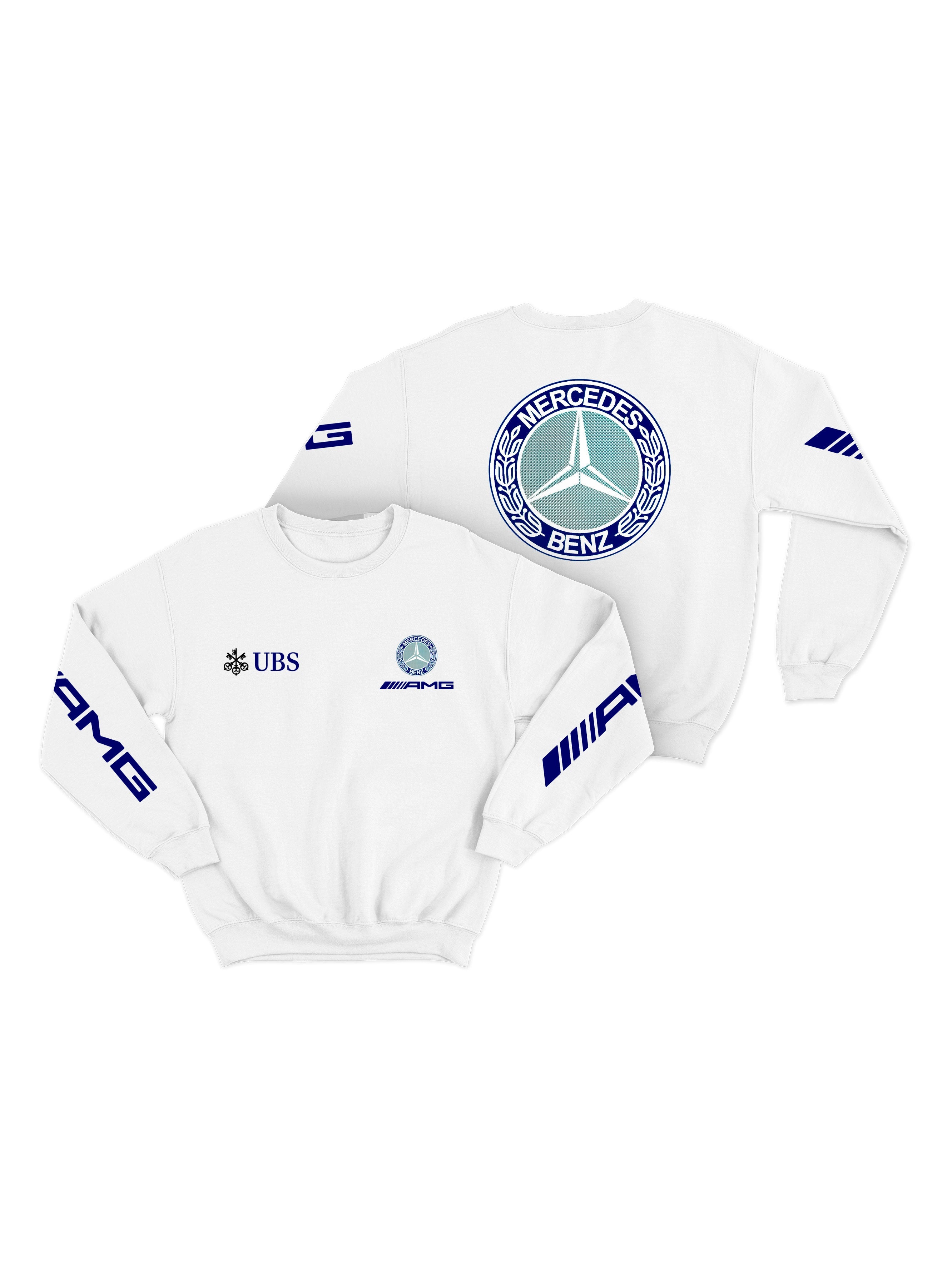 Mercedes AMG Retro Logo Hoodie Blue White