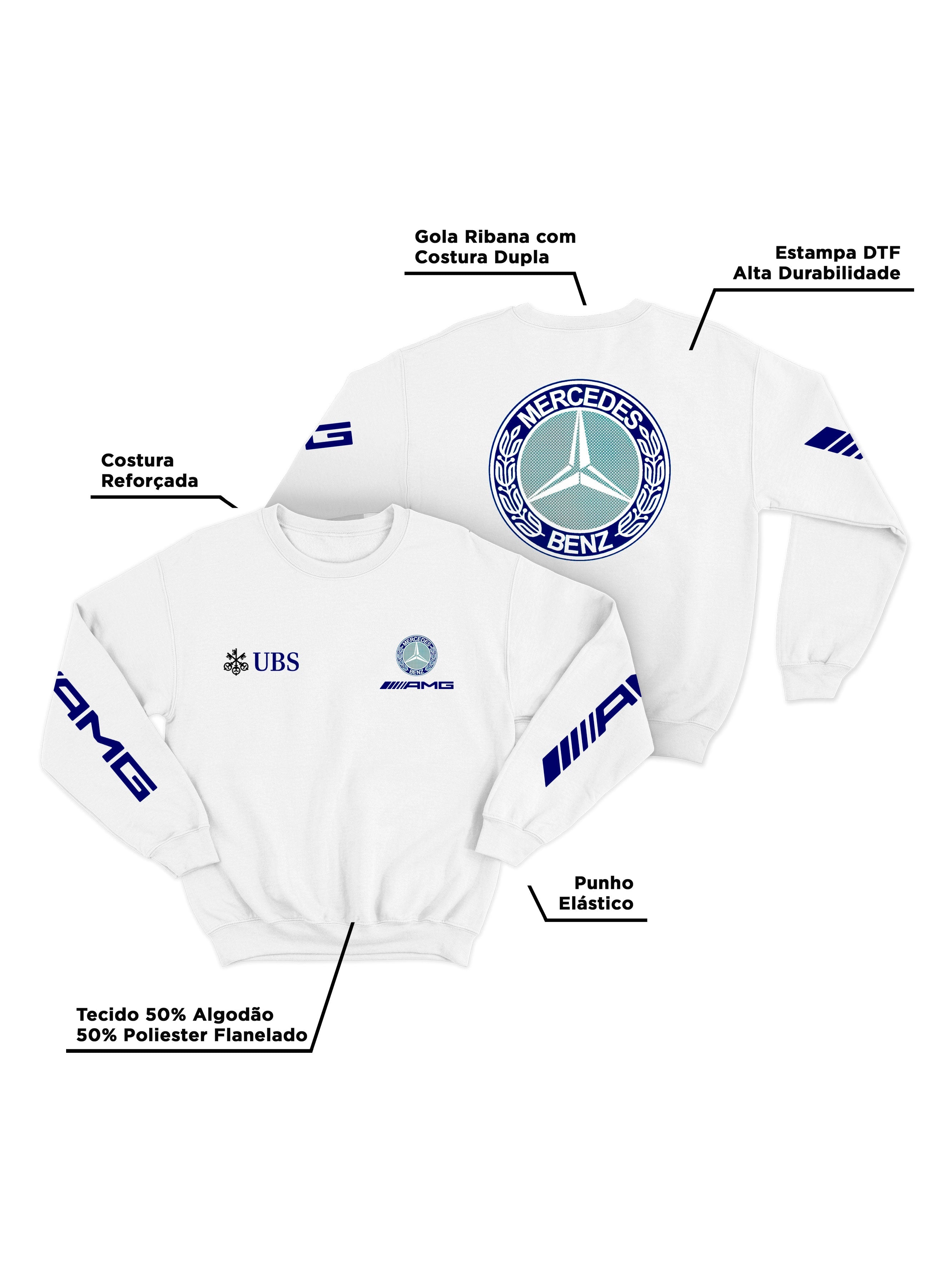 Mercedes AMG Retro Logo Hoodie Blue White