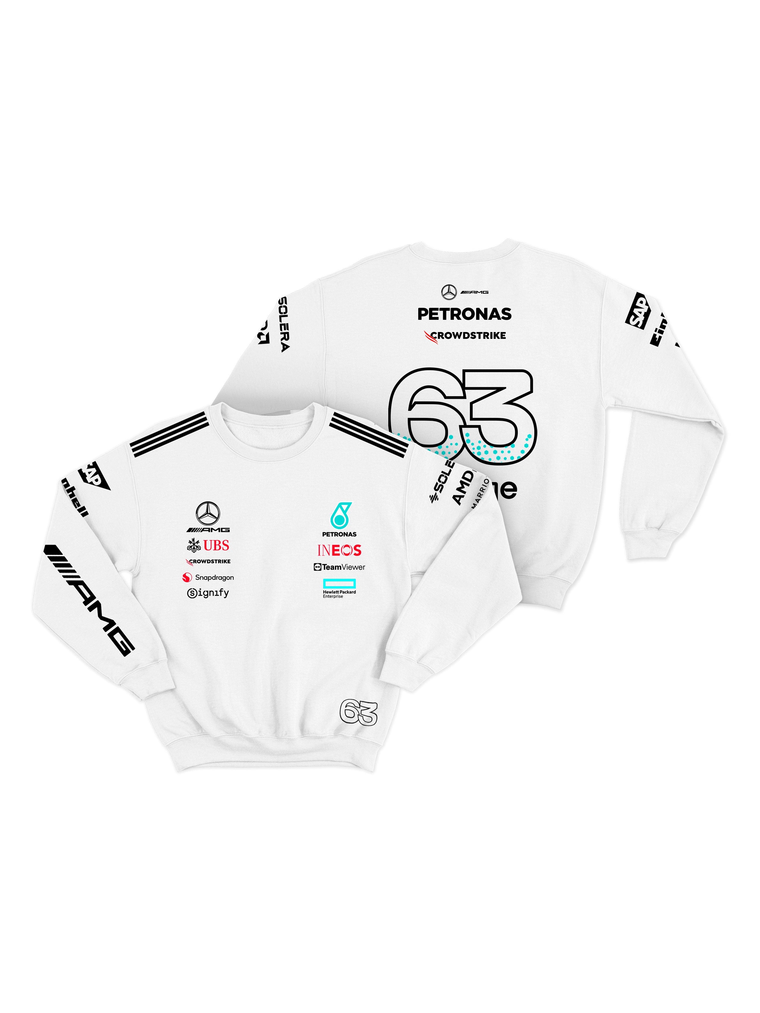 Mercedes George Russell 2025 White Hoodie