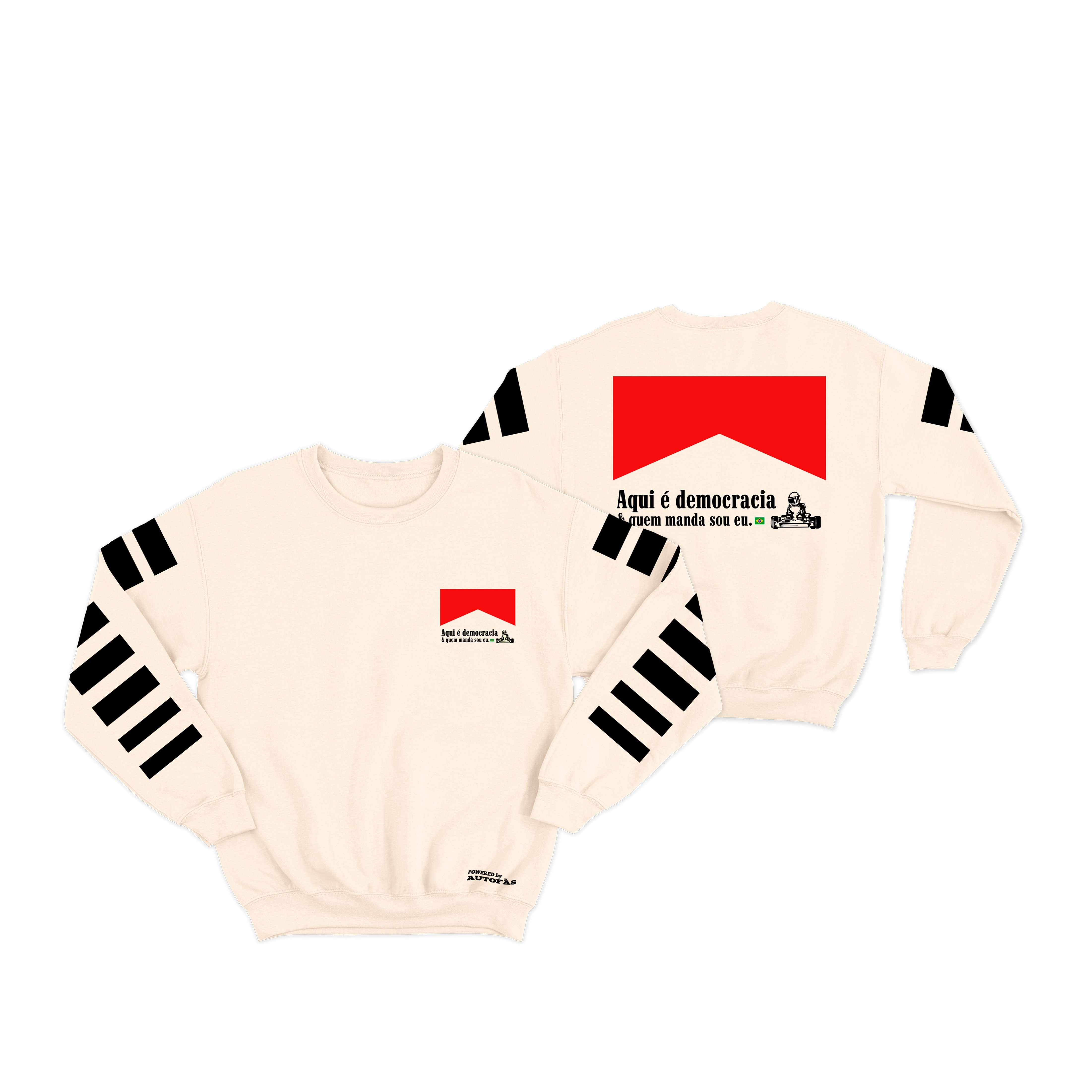 Retro Democracy Off White Crewneck Sweatshirt