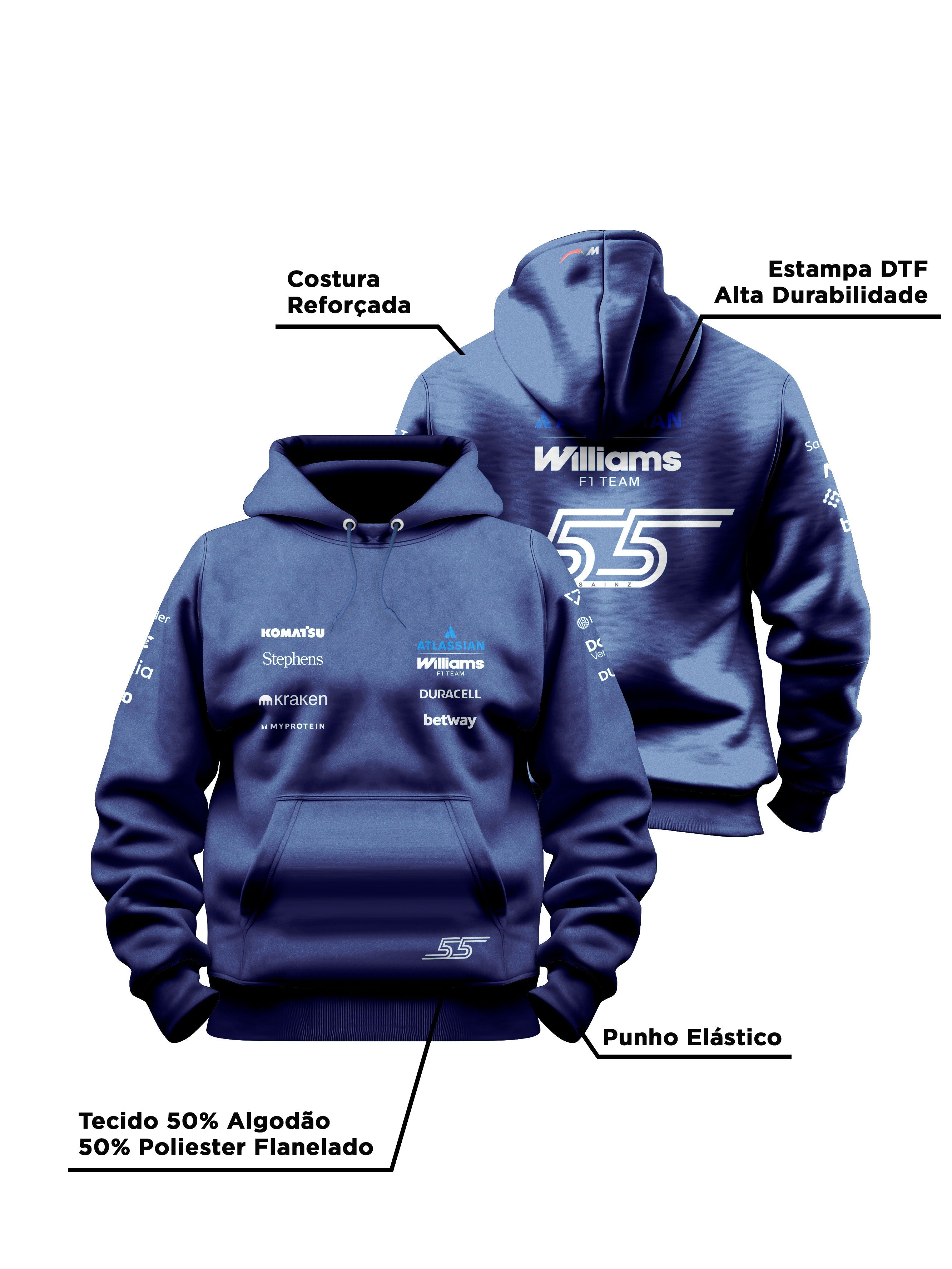 Carlos Sainz Williams 2026 Navy Blue Hoodie