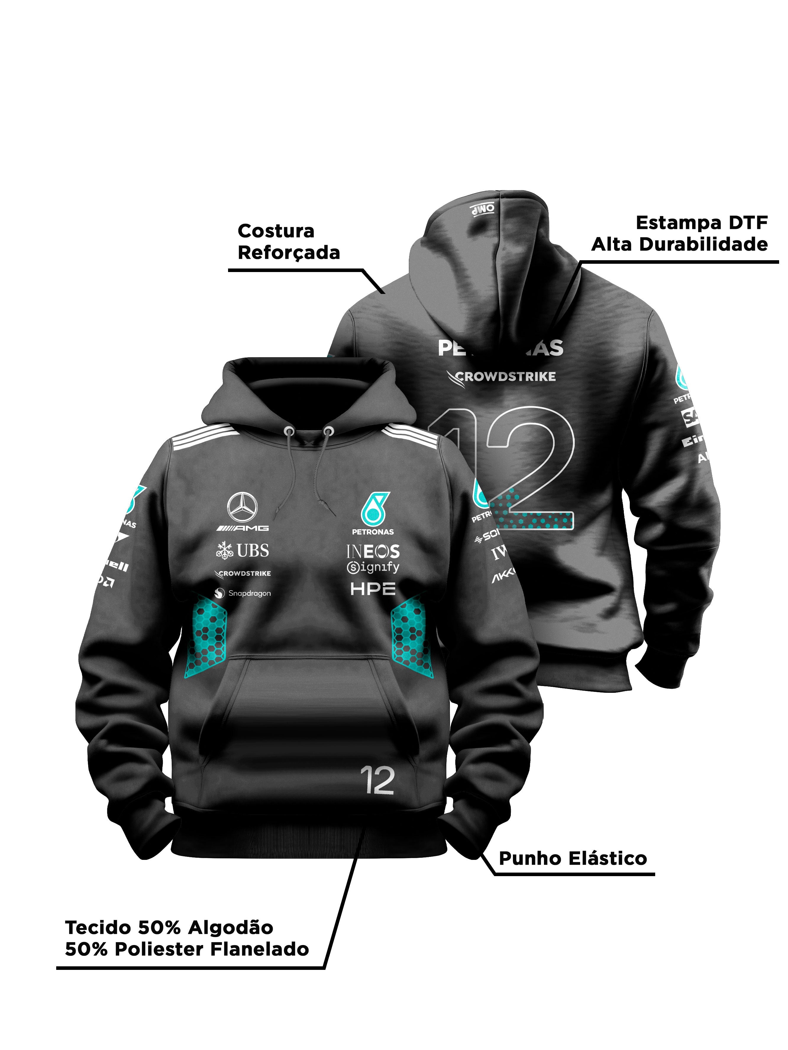 Kimi Antonelli Mercedes AMG 2026 Black Hoodie