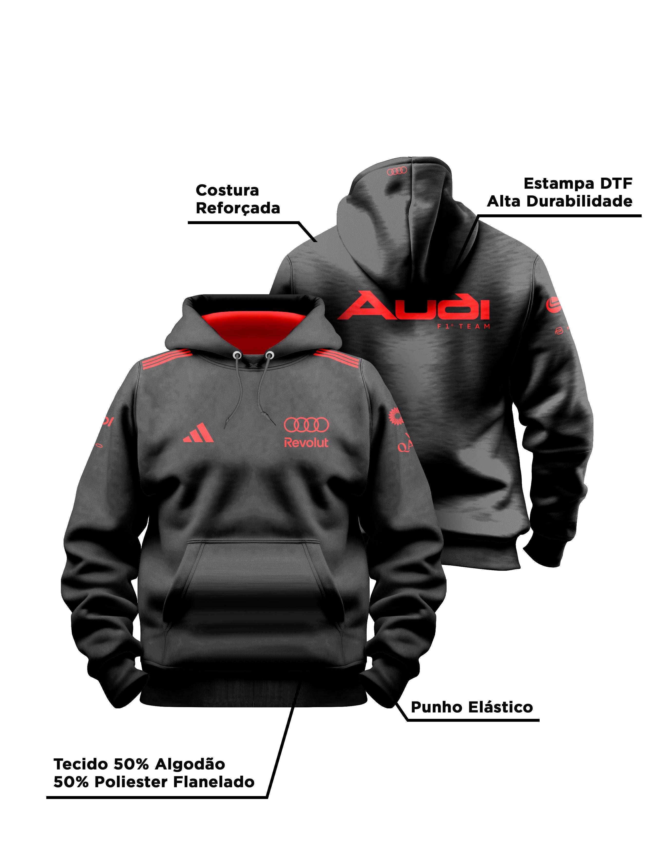 Audi F1 Red & Black 2026 Black Hoodie