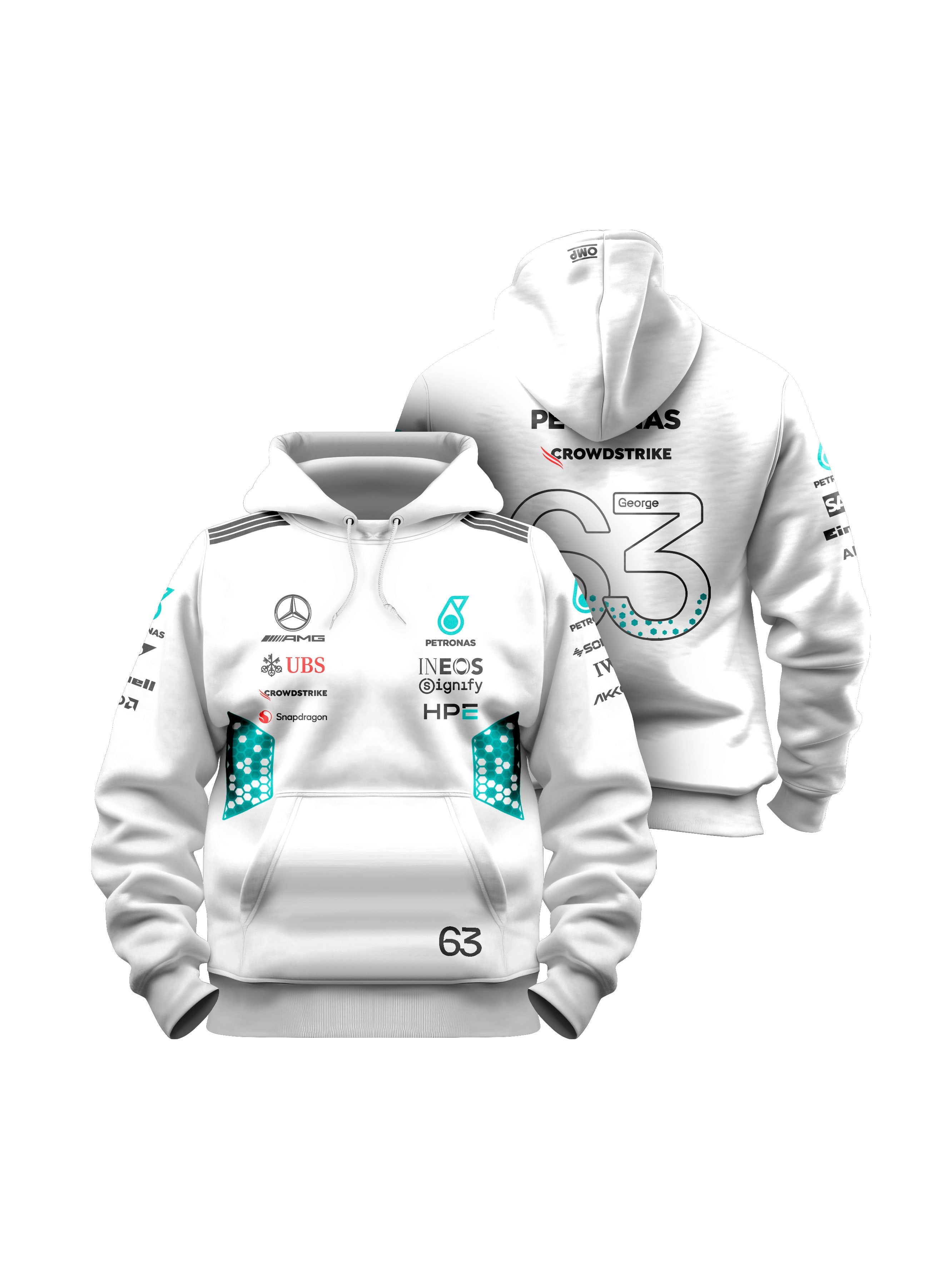 George Russell Mercedes AMG 2026 White Hoodie