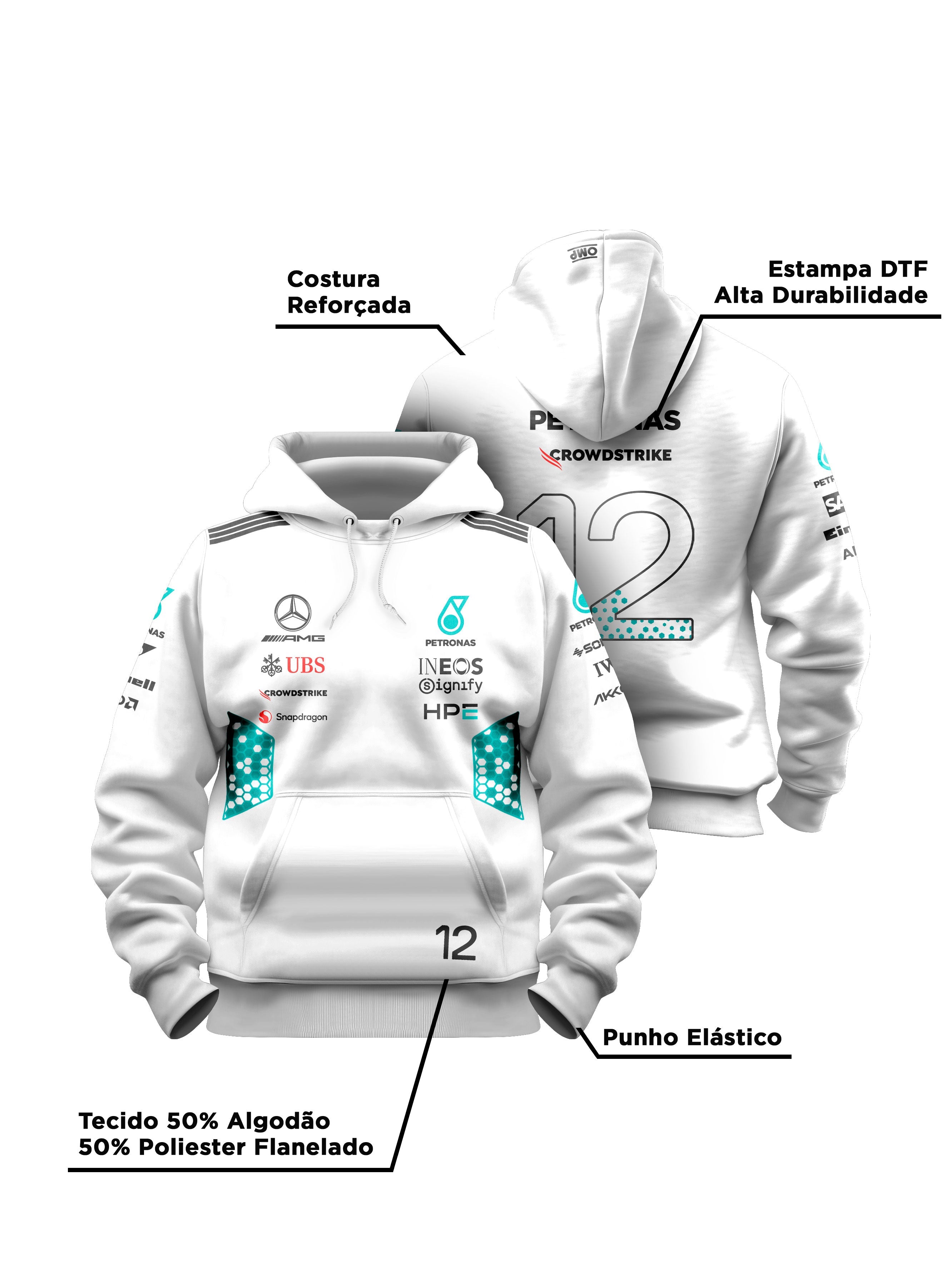 Kimi Antonelli Mercedes AMG 2026 White Hoodie