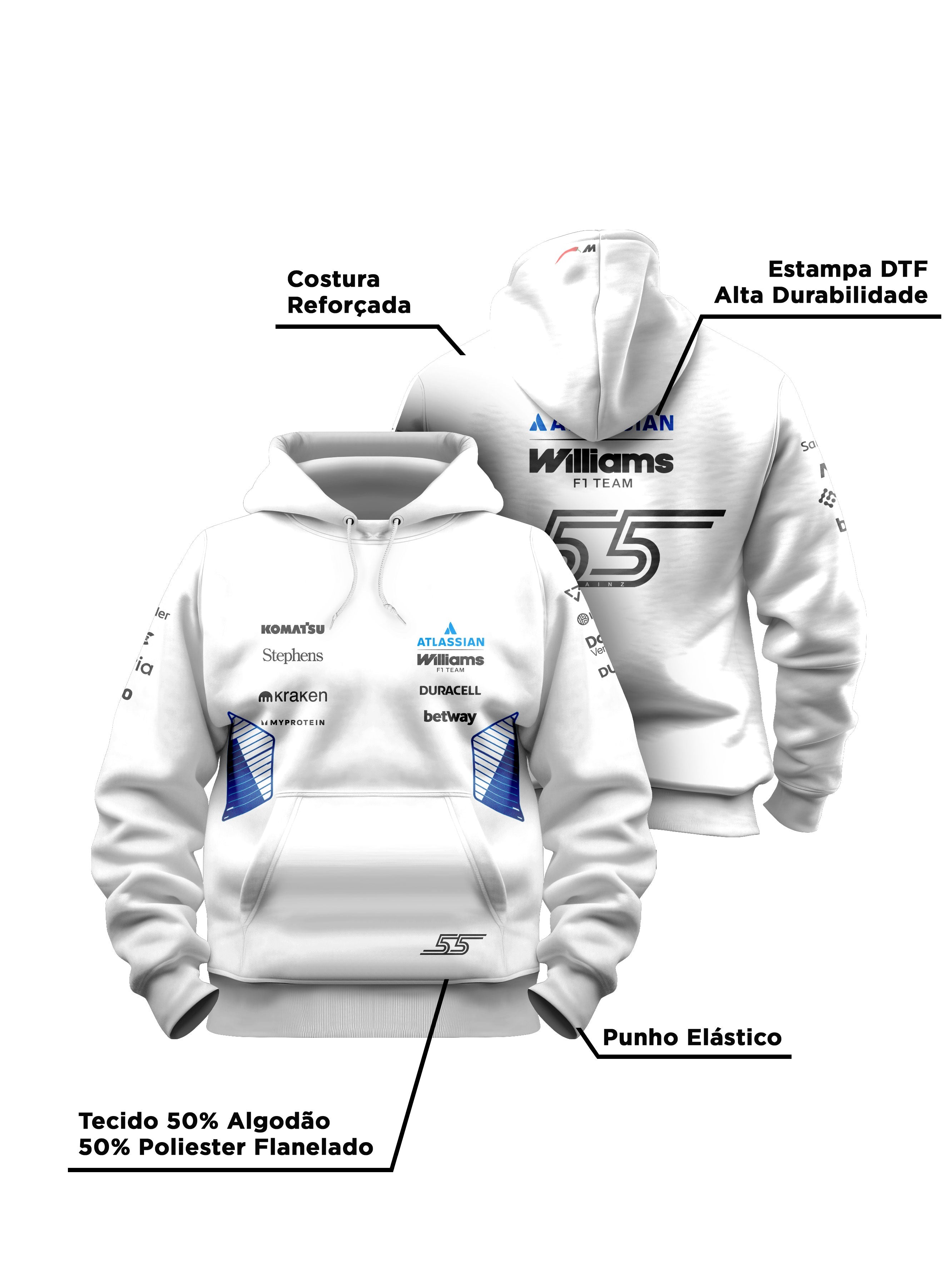 Carlos Sainz Williams F1 2026 White Hoodie