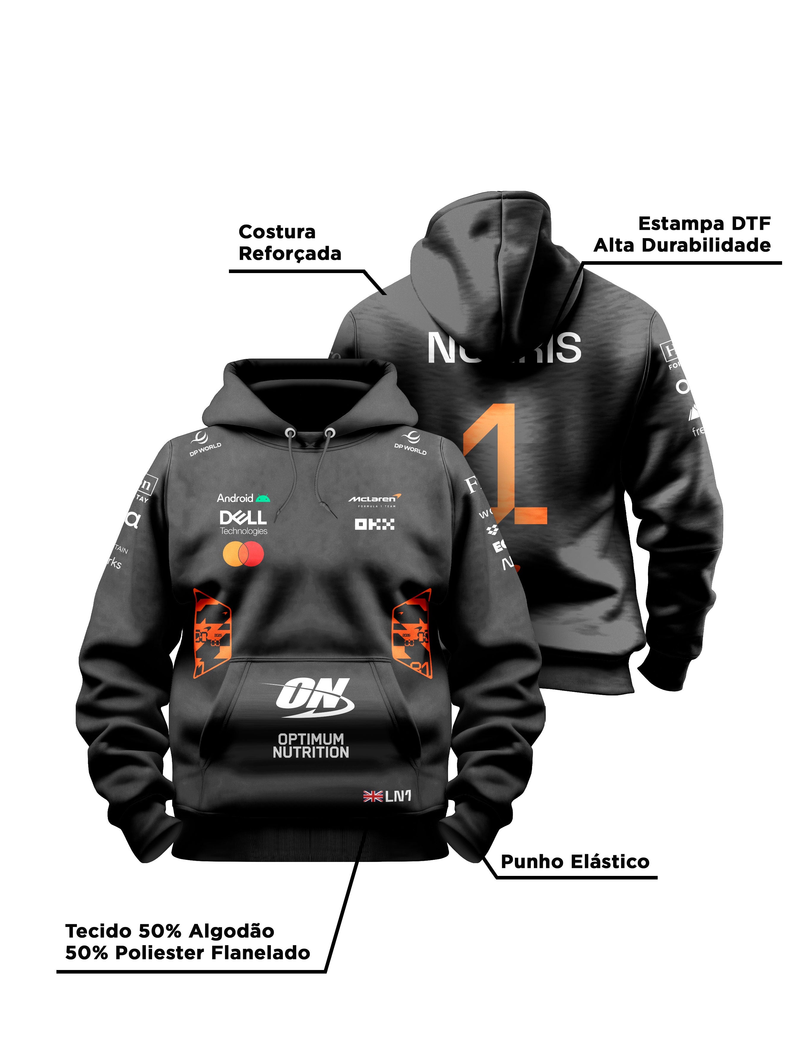 Lando Norris McLaren F1 2026 Black Hoodie