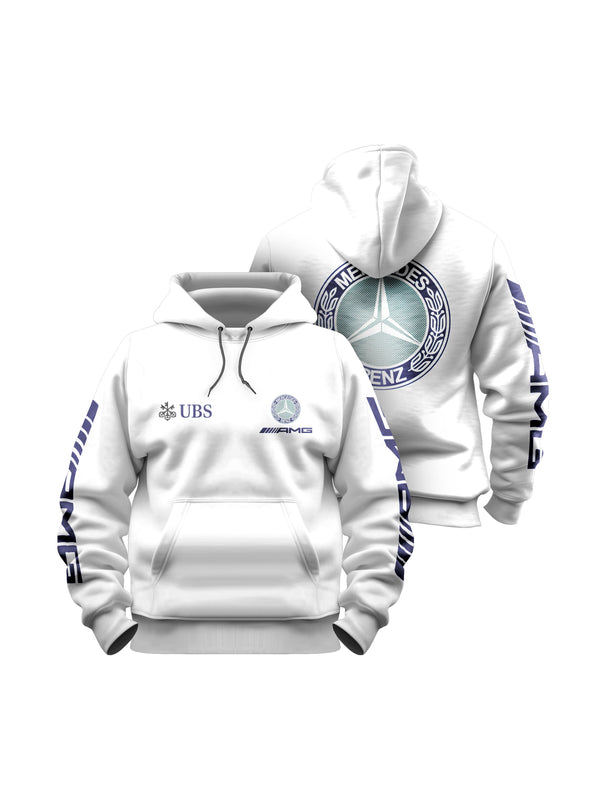 Mercedes AMG Retro Logo Blue White Hoodie