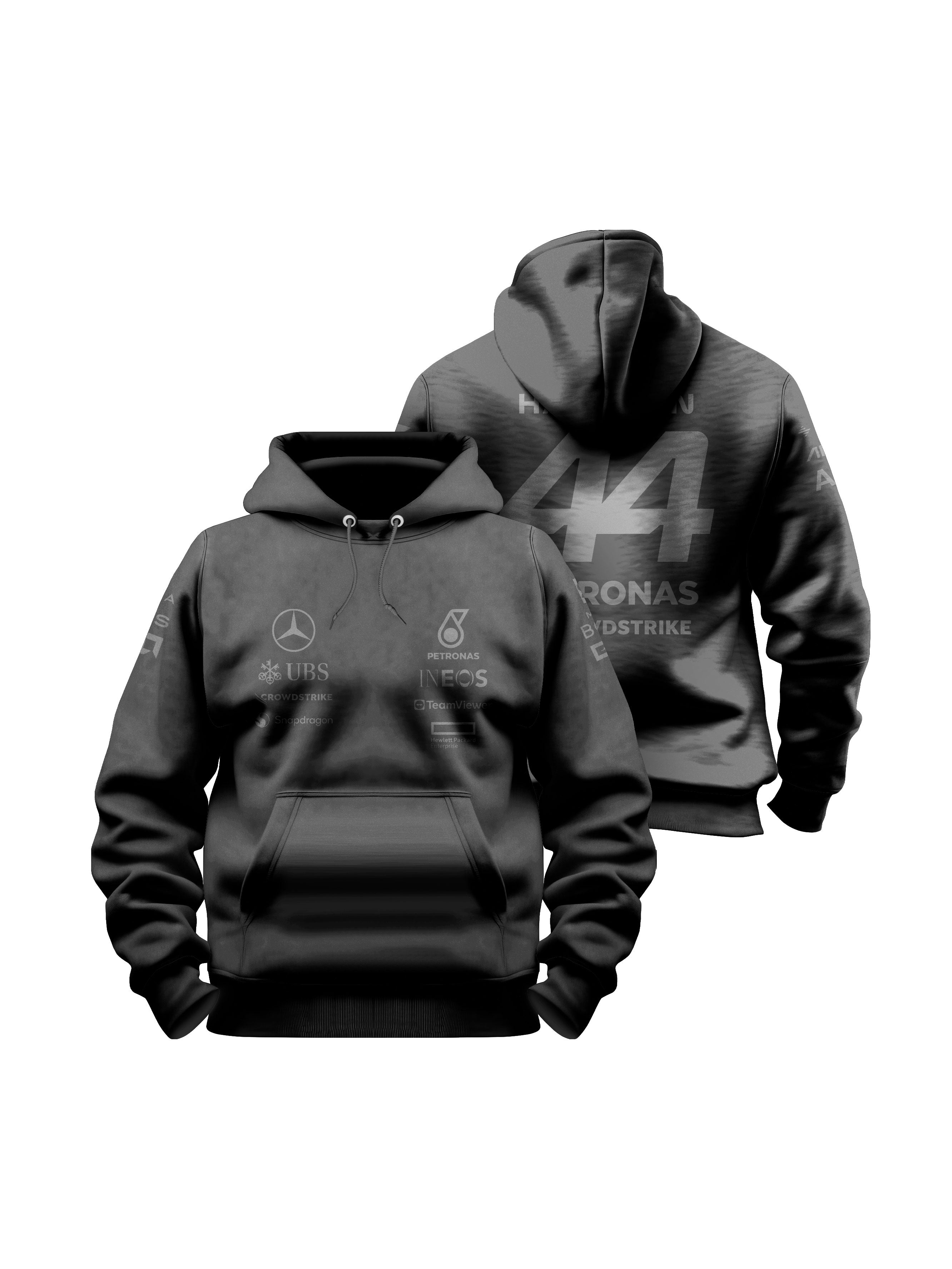 Mercedes AMG All Black Hoodie 2024 Lewis Hamilton