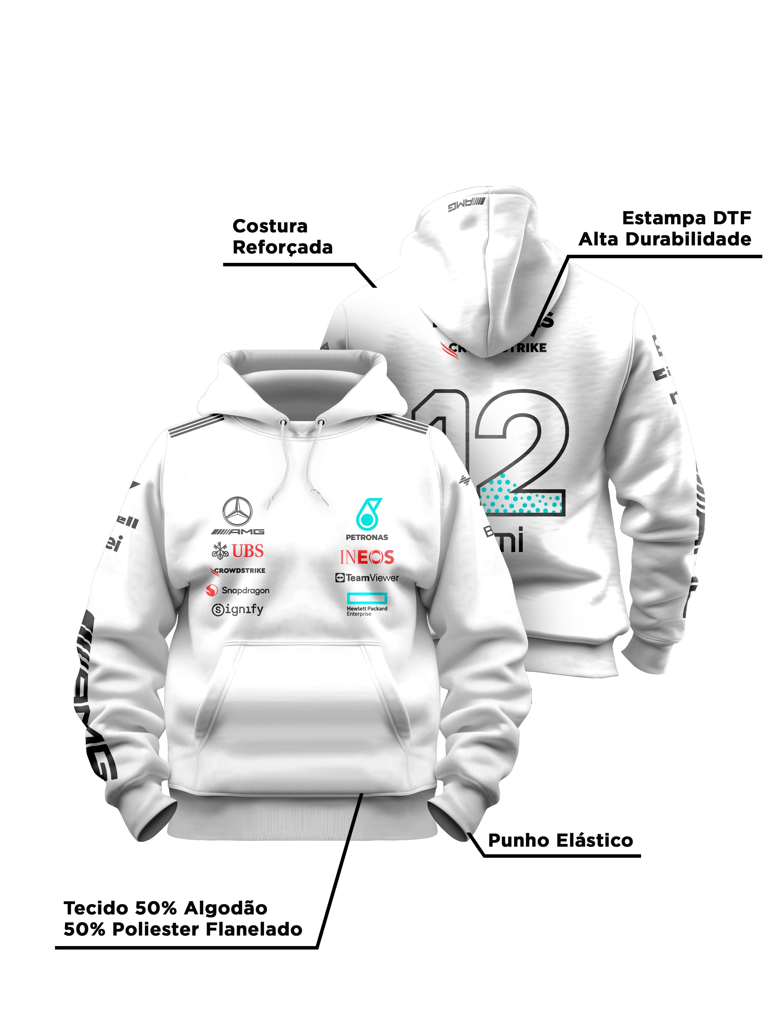 Mercedes Kimi Antonelli 2025 White Hoodie