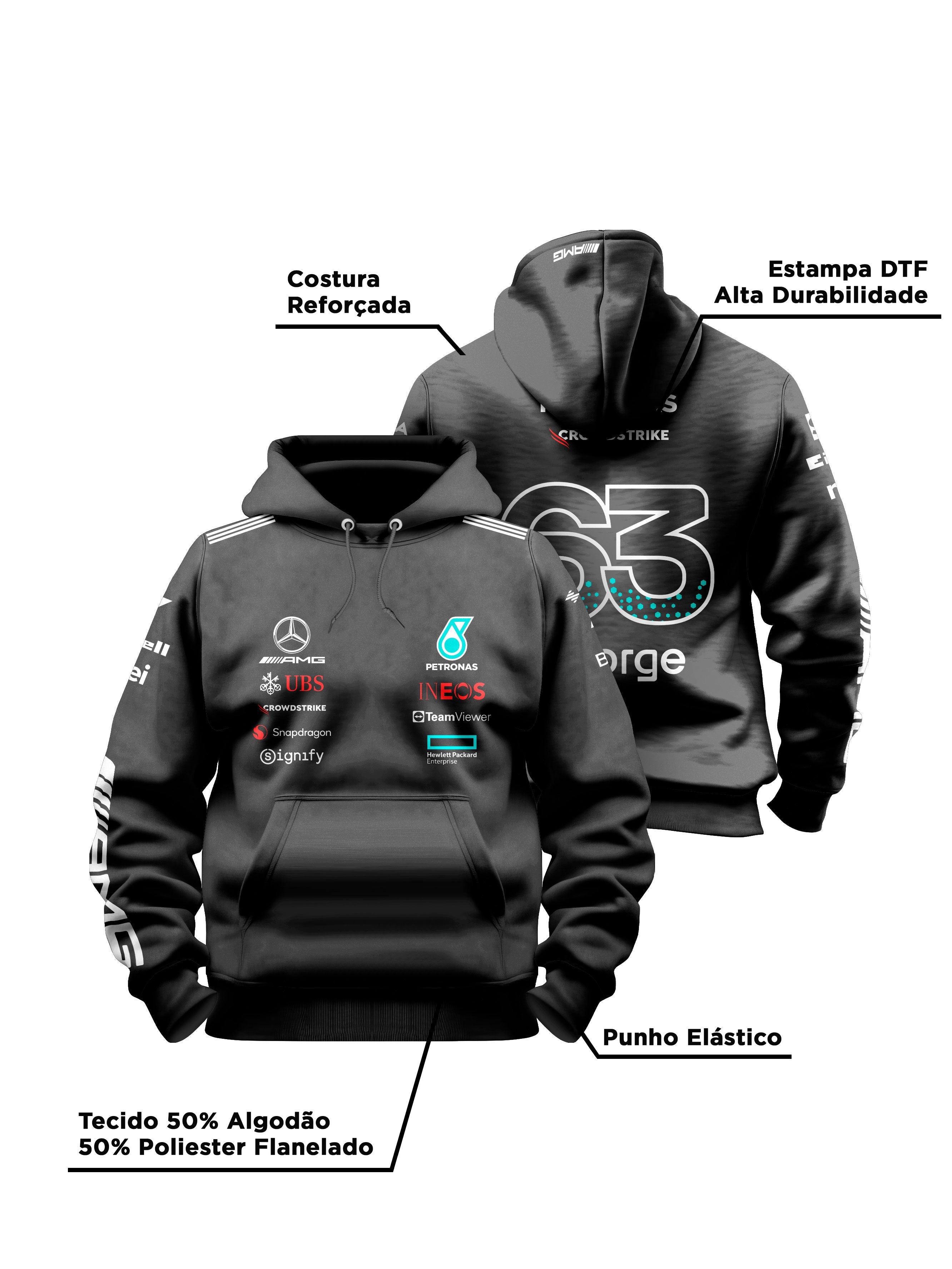 Mercedes George Russell 2025 Black Hoodie