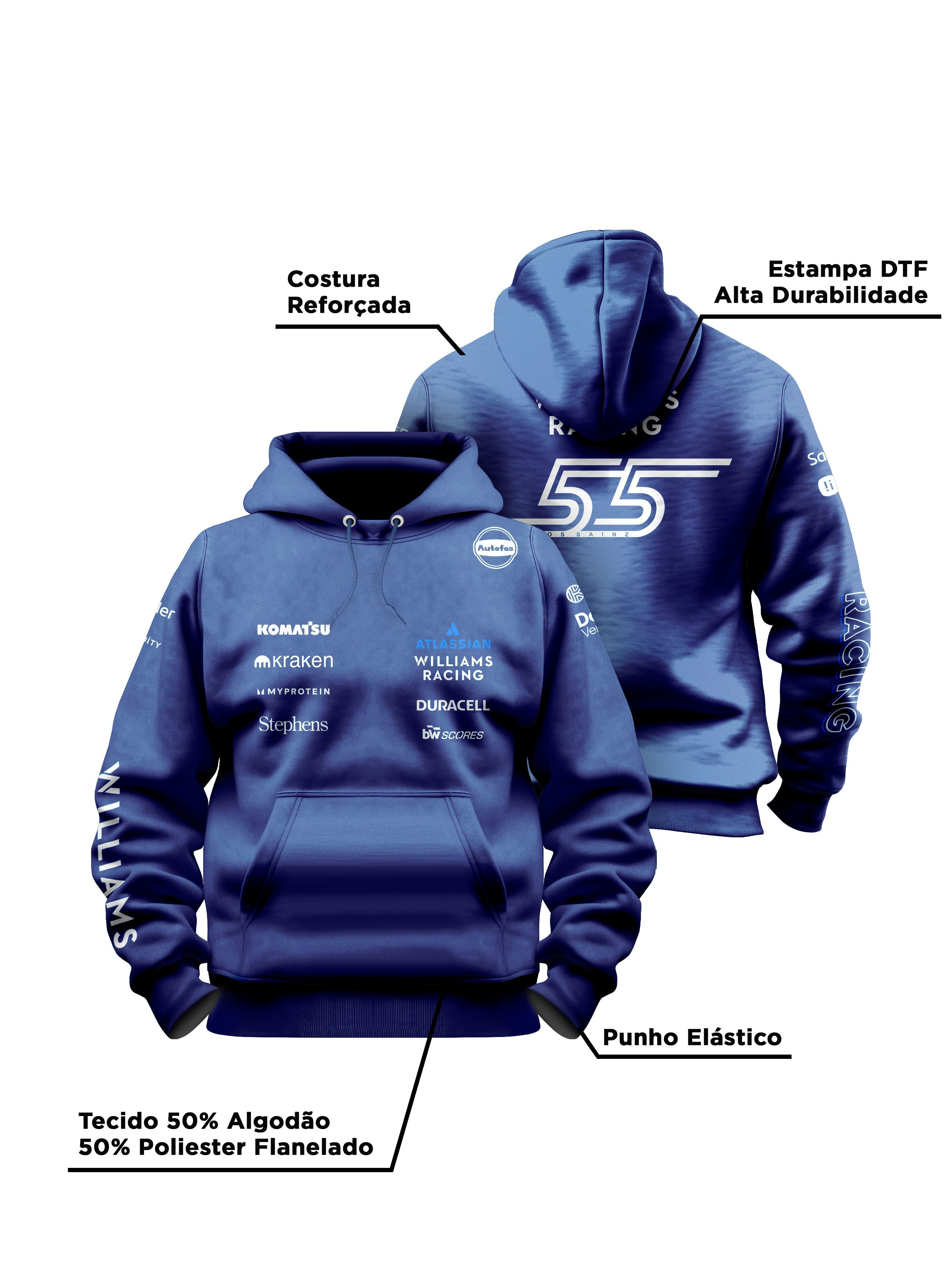 Williams Carlos Sainz 2025 Navy Blue Hoodie