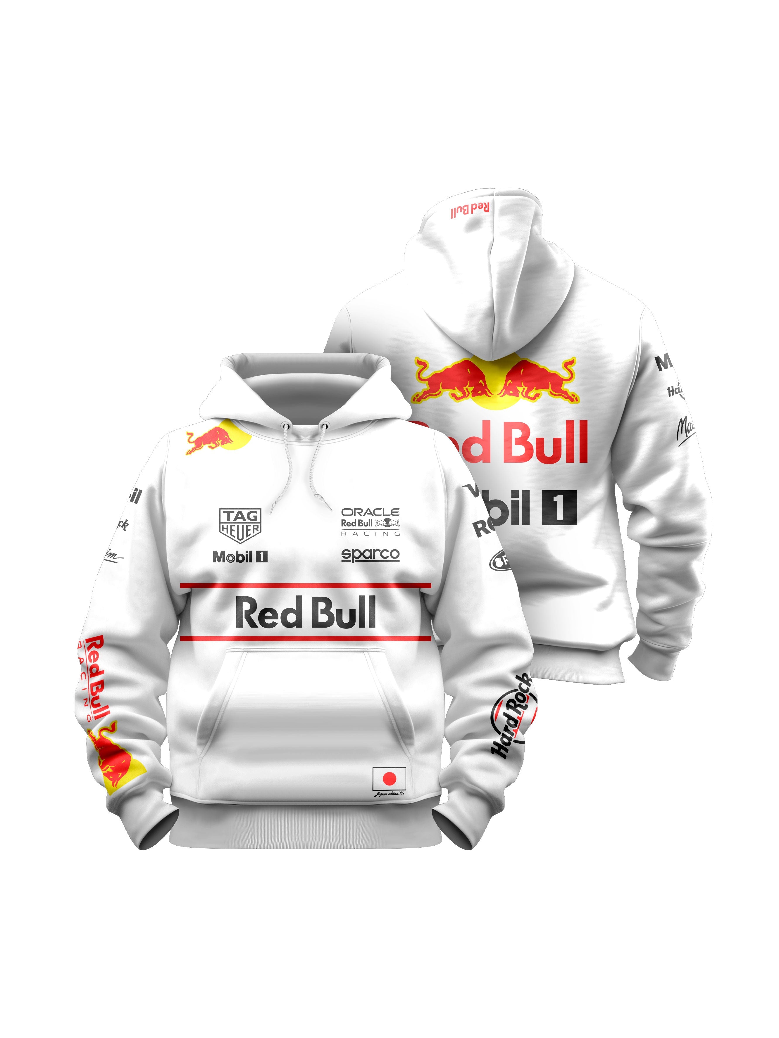 White 2025 Special Edition Japan Red Bull Hoodie