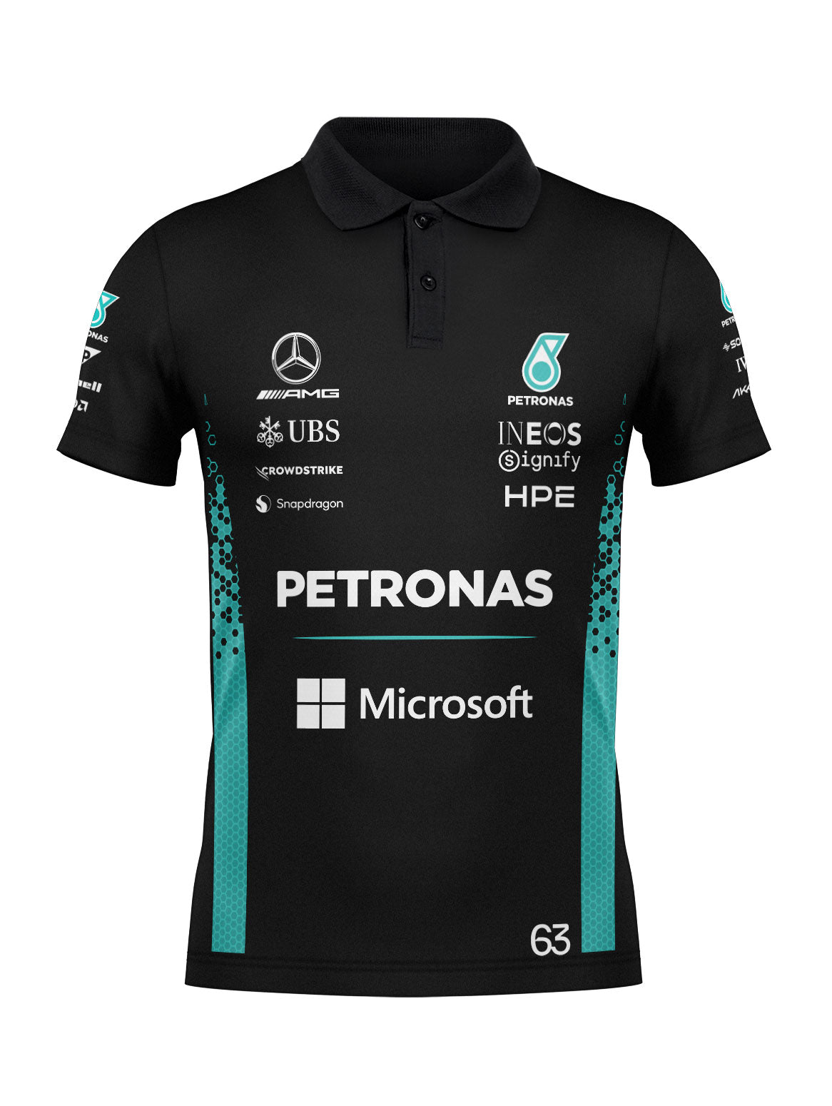 George Russell Mercedes F1 2026 Black Polo Shirt