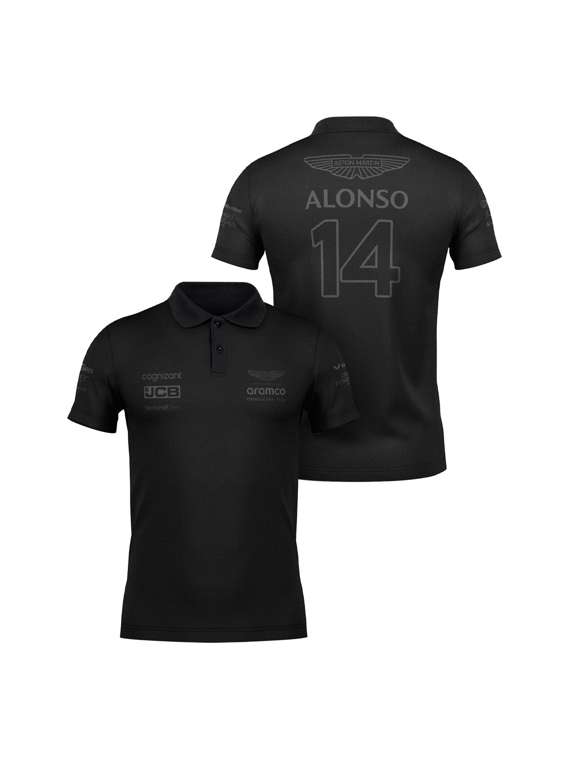 Fernando Alonso Aston Martin 2024 All Black Polo Shirt