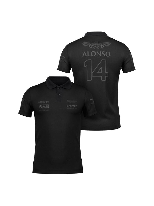 Fernando Alonso Aston Martin 2024 All Black Polo Shirt
