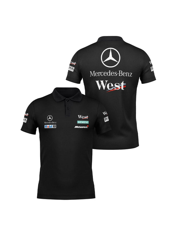 McLaren West Mercedes Retro Black Polo Shirt