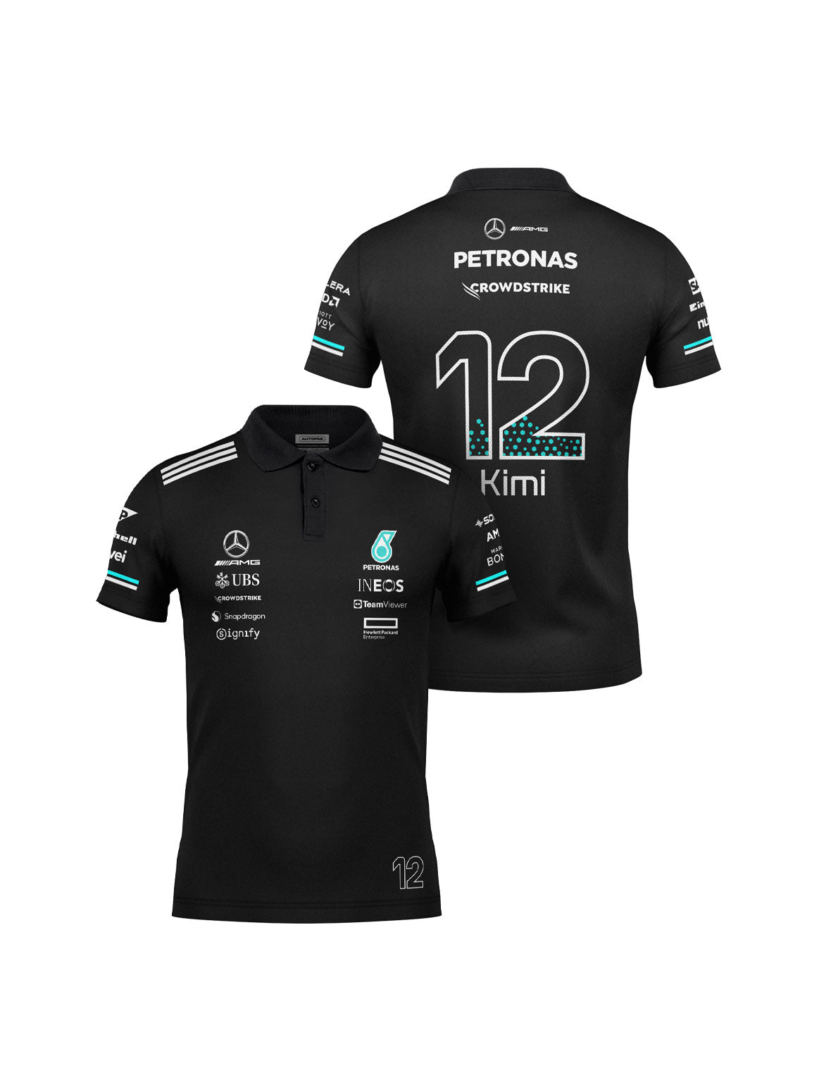 Mercedes Kimi Antonelli Black Polo Shirt 2025