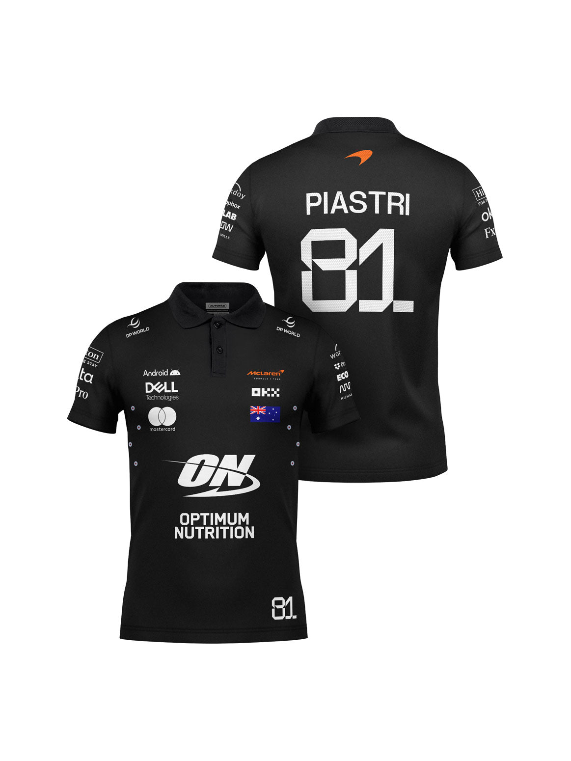 McLaren Oscar Piastri Black Polo Shirt 2025