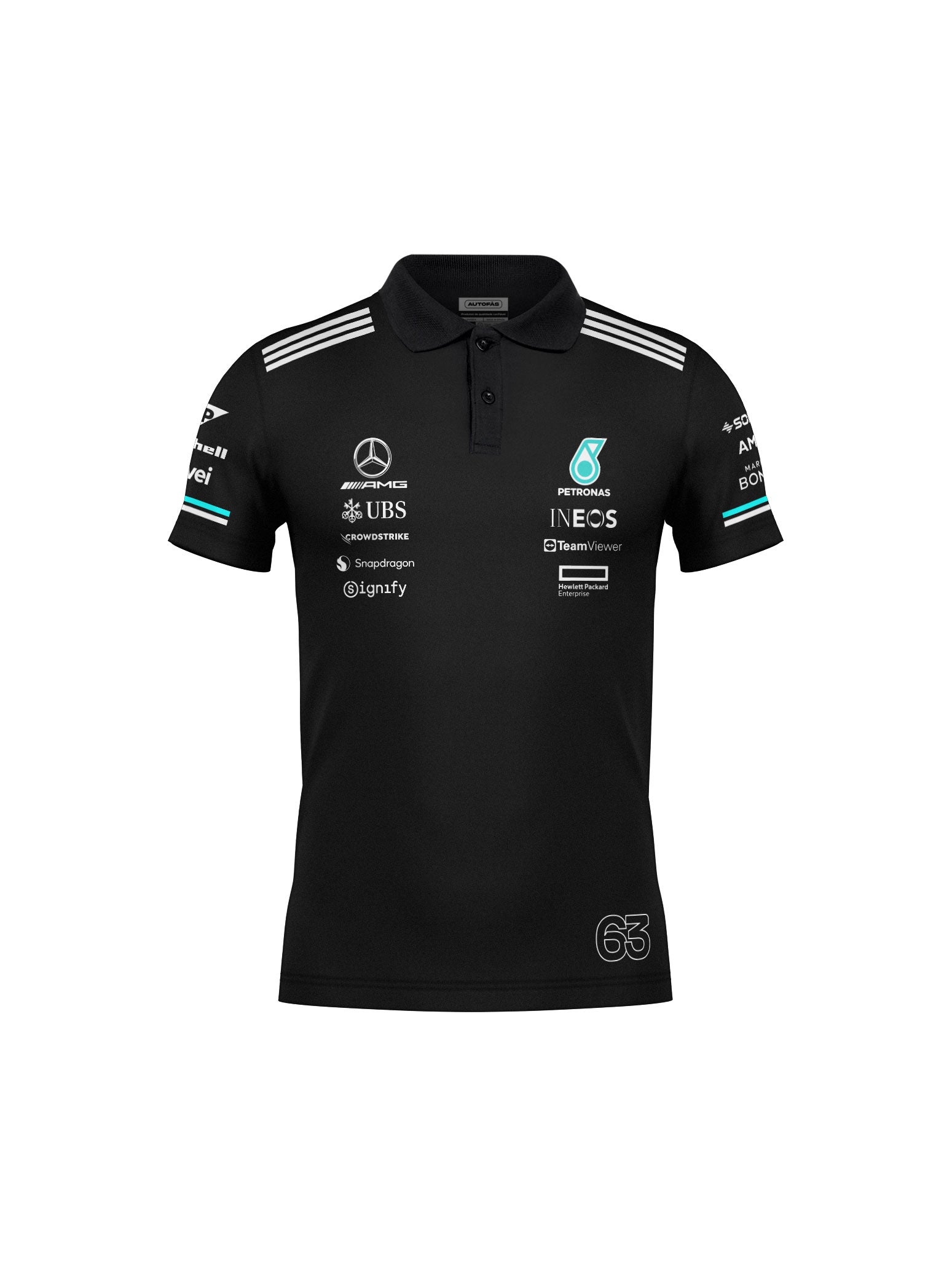 Mercedes George Russell Black Polo Shirt 2025