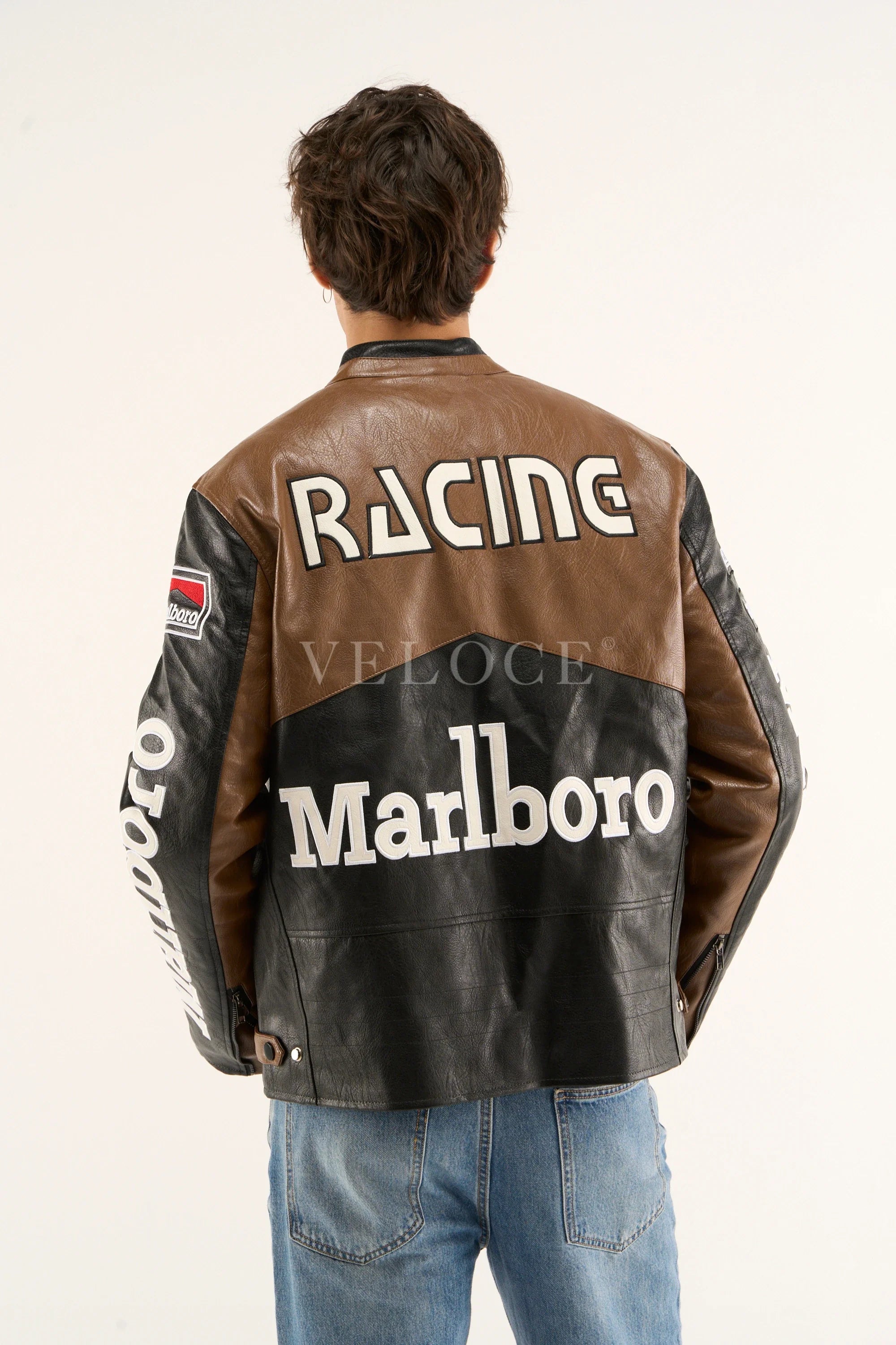Marlboro Racing Leather Jacket - Brown Edition